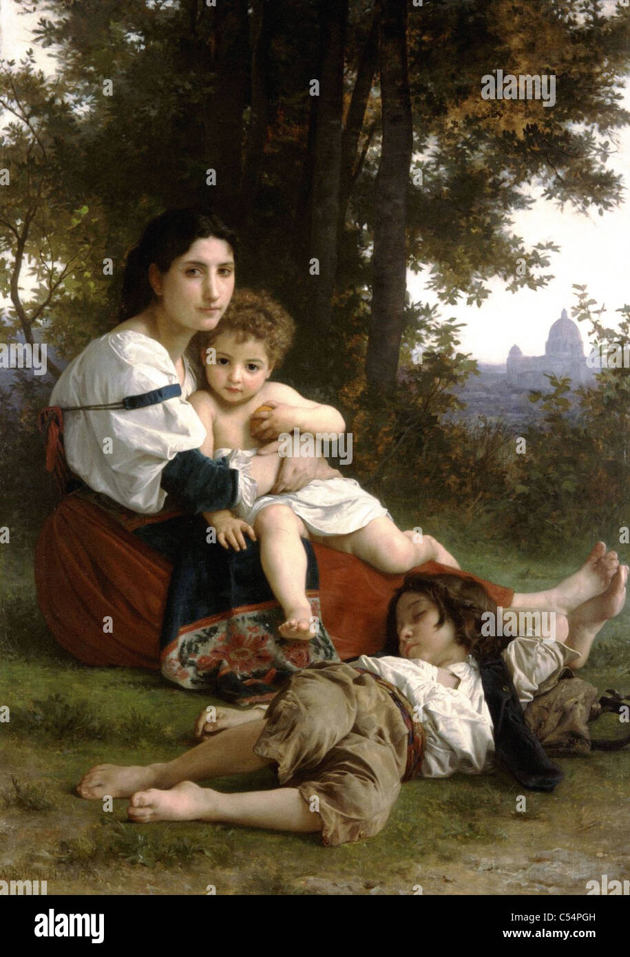 William Adolphe Bouguereau Le repos - Rest  French school Oil on canvas Stock Photo