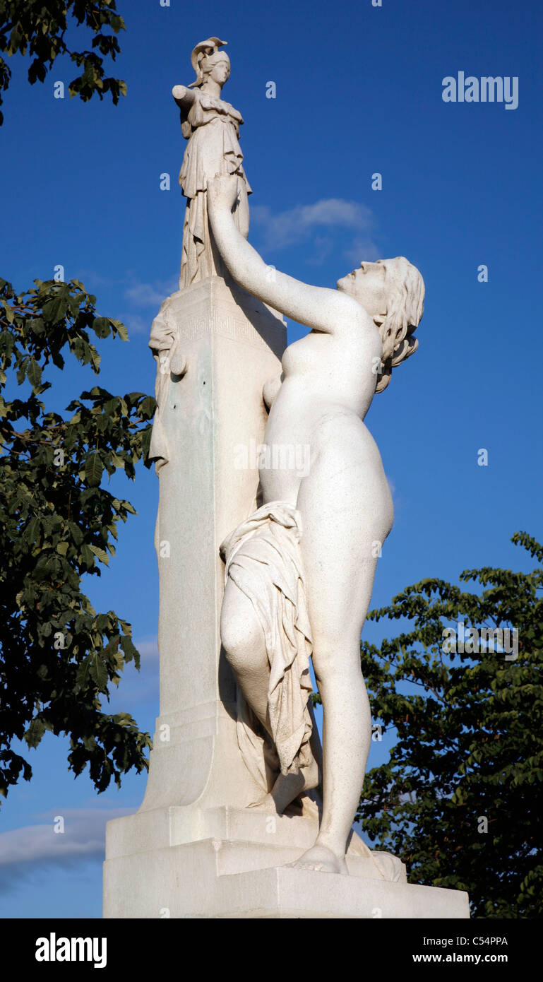 Paris - Statue from Tuileries garden - Cassandre Se Met Sous La Protection De Pallas by Aime Miller Stock Photo