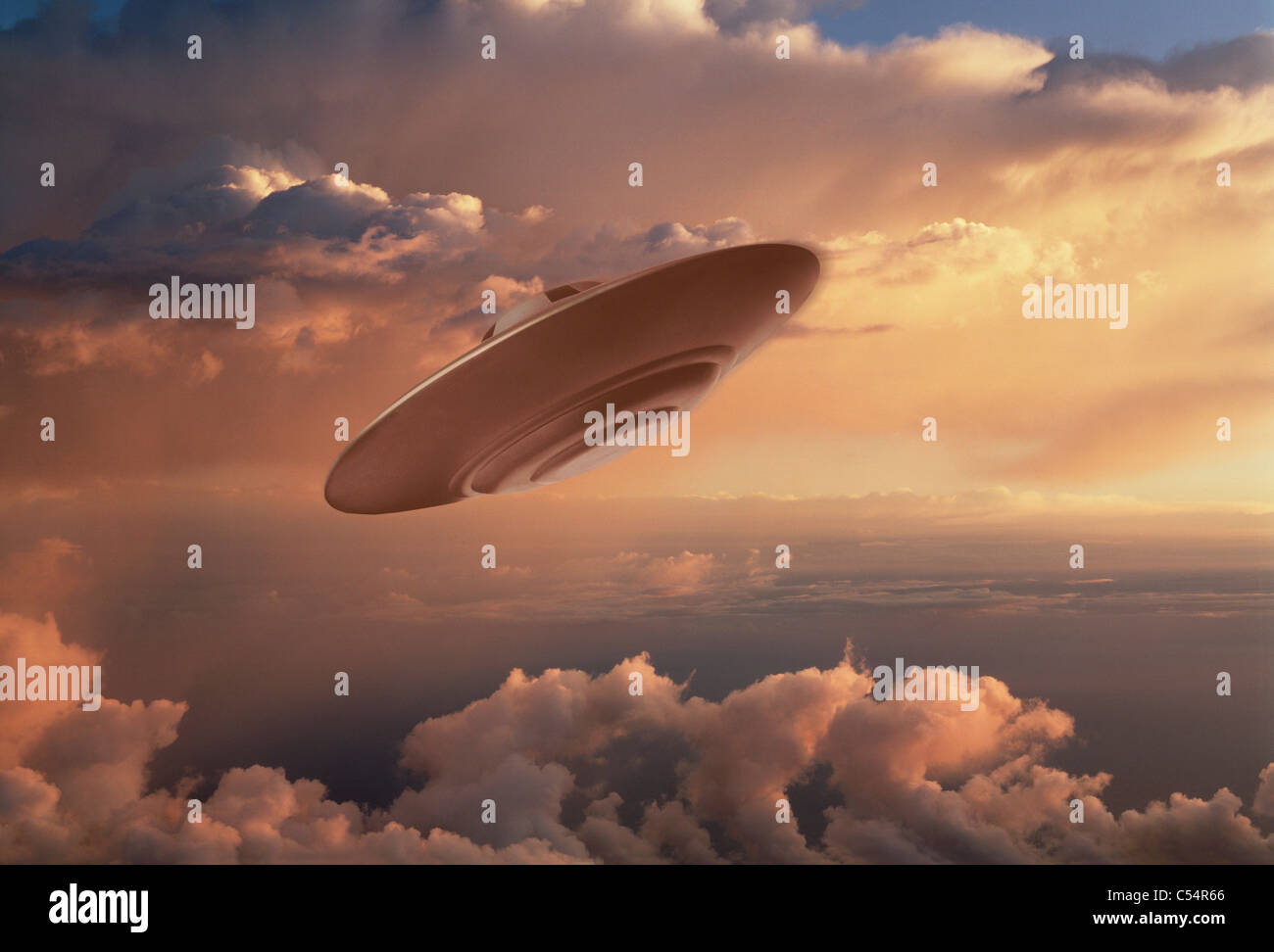 UFO in the sky Stock Photo