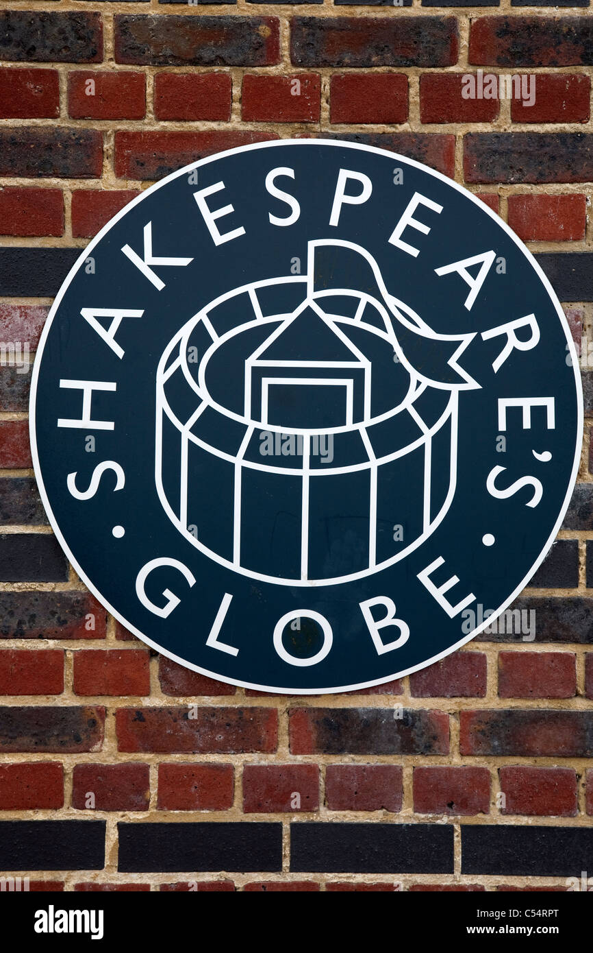 Shakespeare Globe Theatre Sign in London, UK Stock Photo