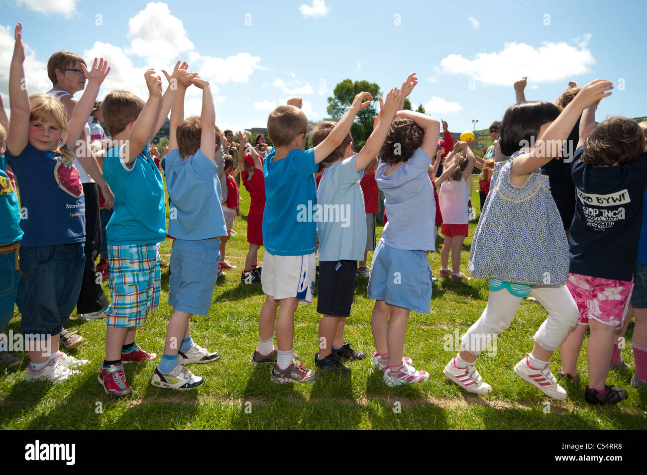Children at the annual School sports day at a small primary school, UK Stock Photo