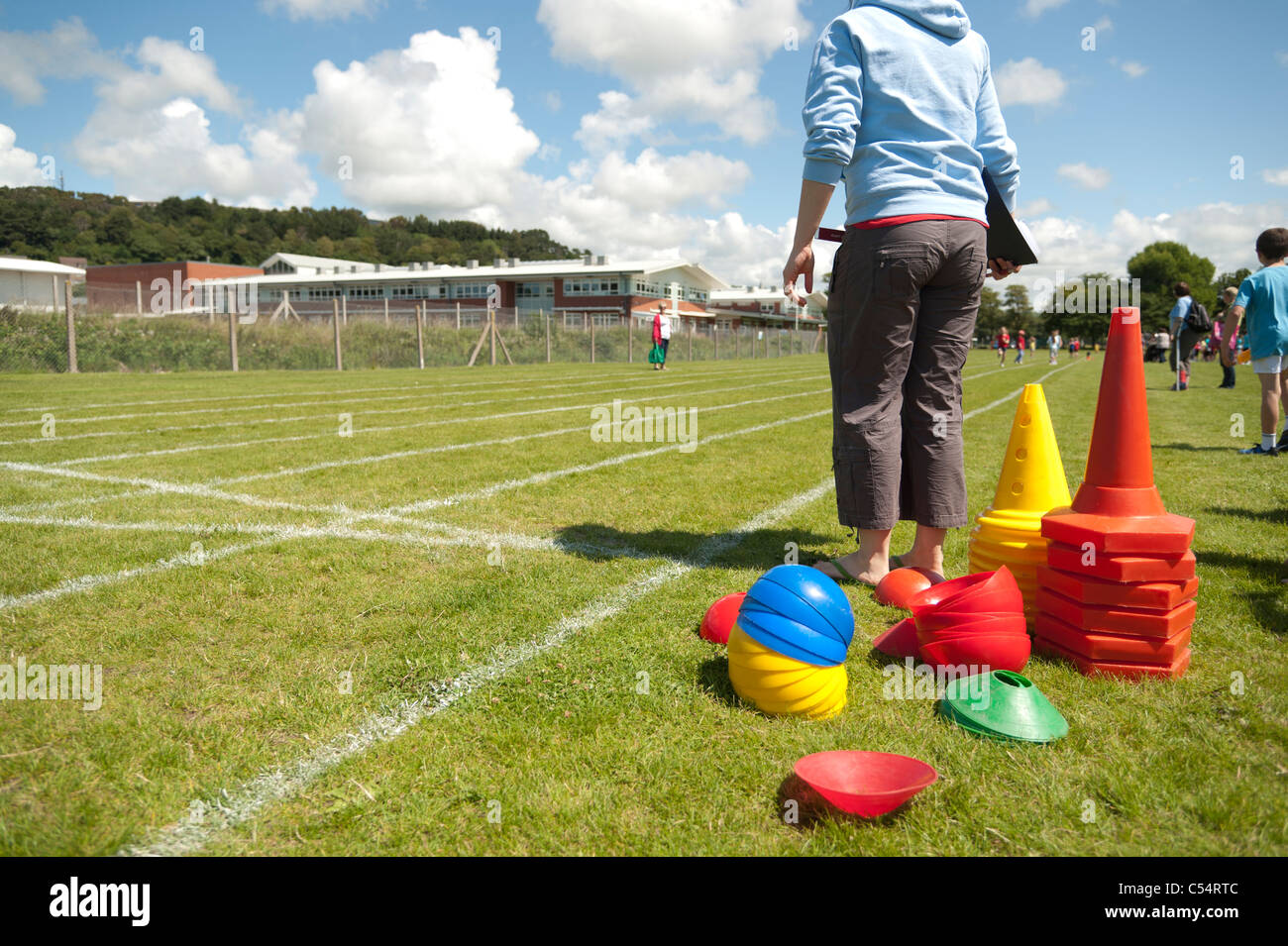 The racetrack at the annual School sports day at a small primary school, UK Stock Photo