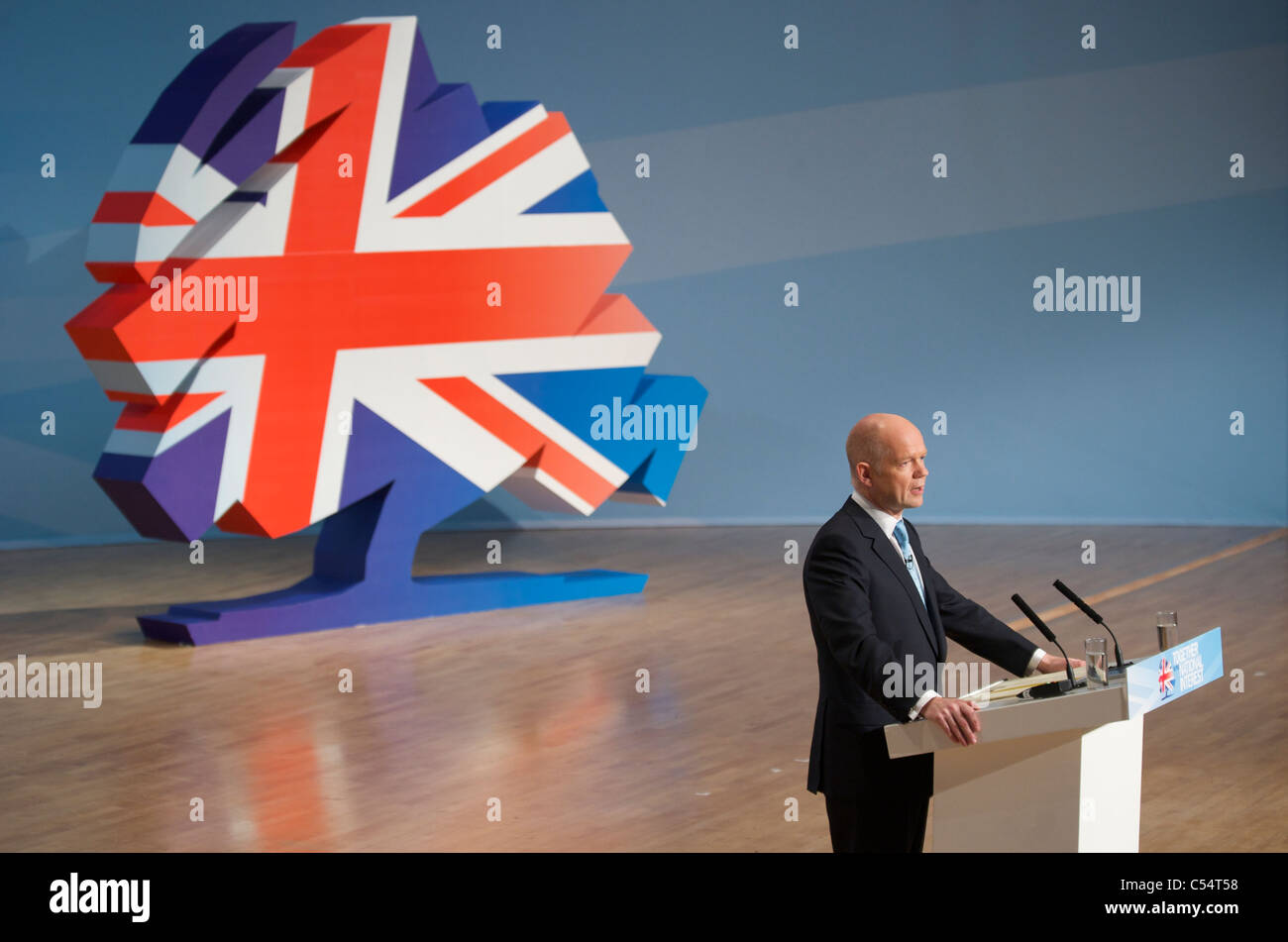 October 6th, 2010, Birmingham, UK. Foreign Secretary William Hague speaks to delegates at the Conservative Party Conference. Stock Photo