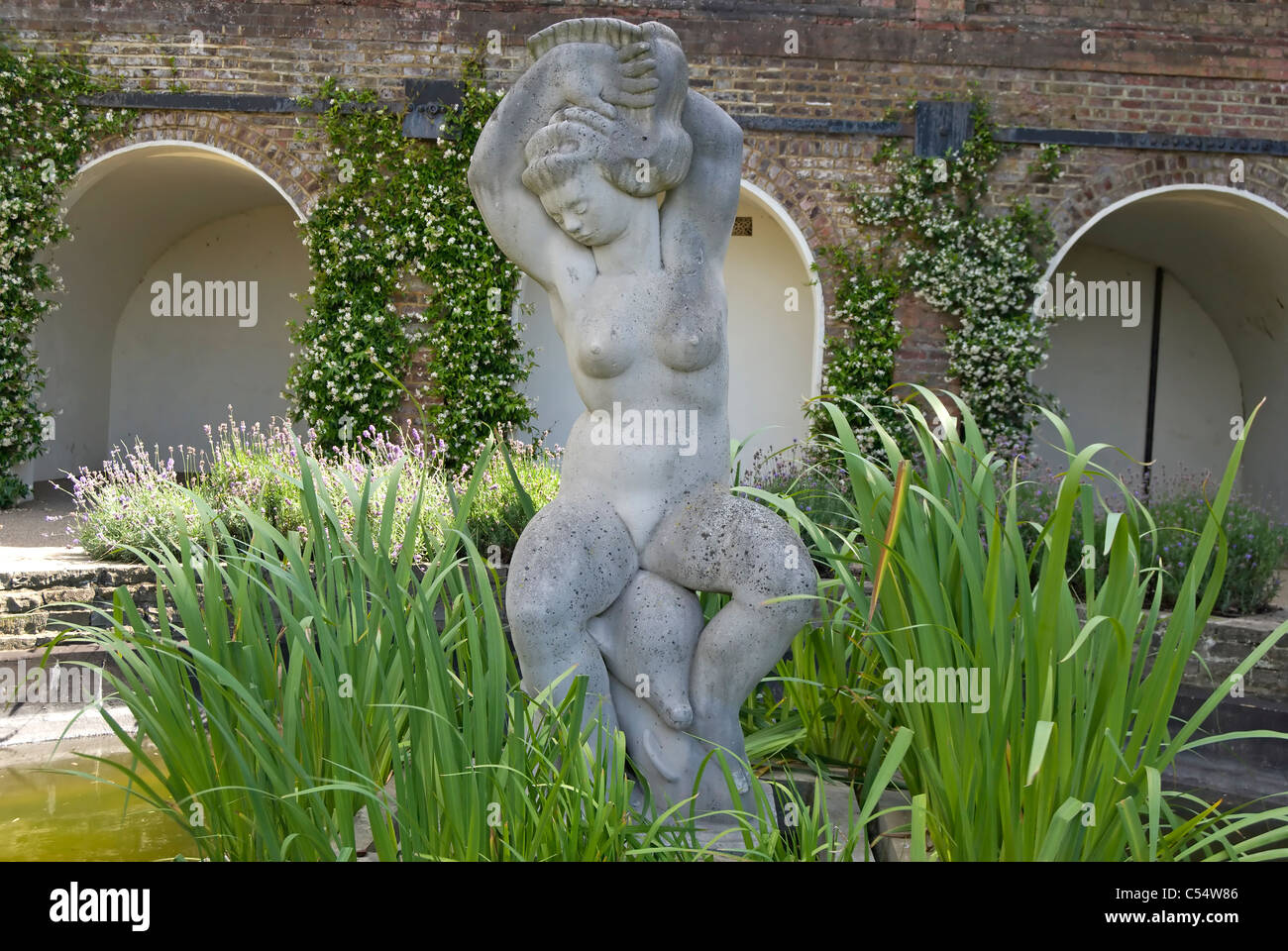 allan howe's 1952 sculpture, aphrodite, locally nicknamed bulbous betty, in terrace gardens, richmond, surrey, england Stock Photo