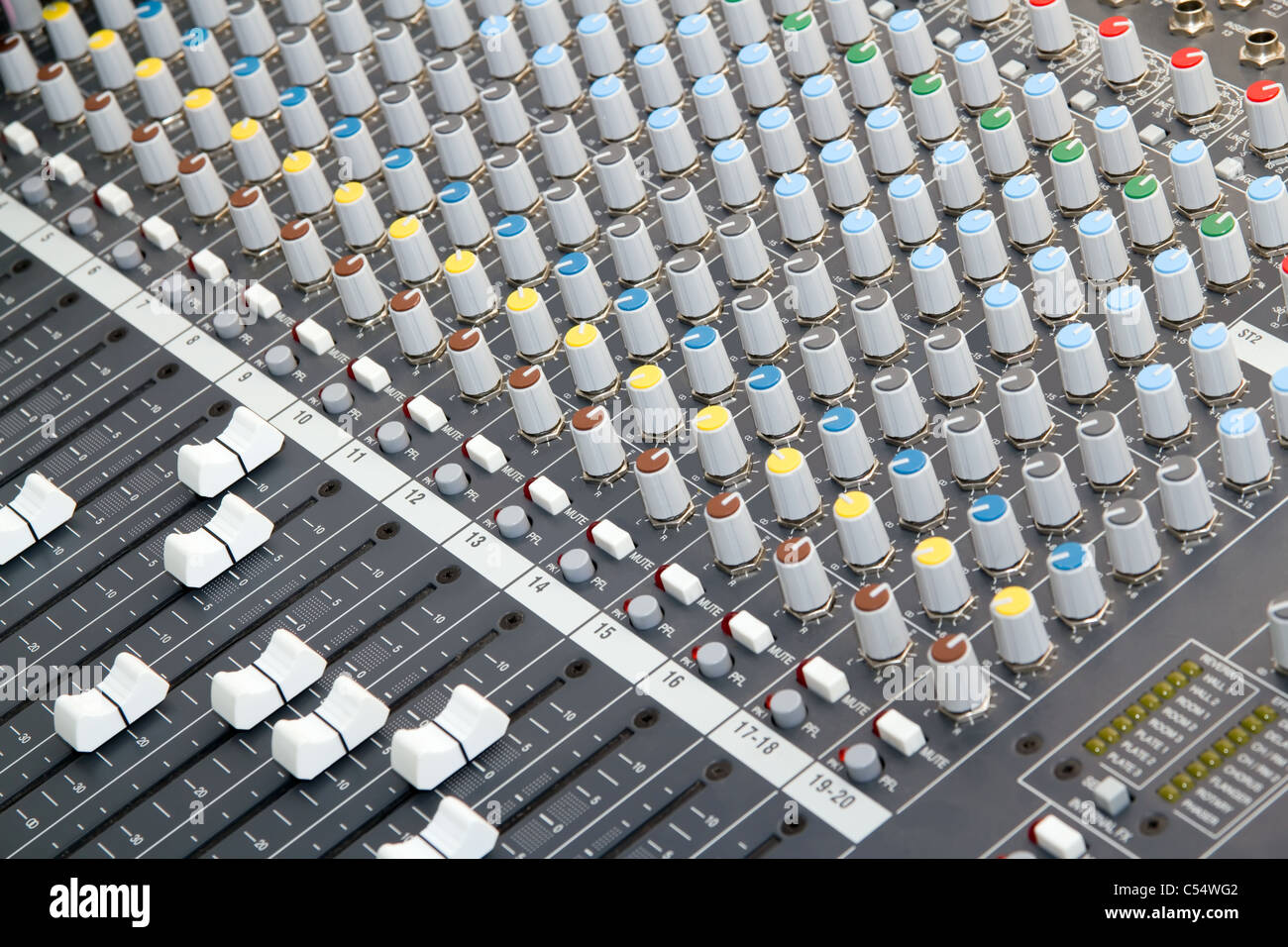 Perspective view of Multichannel sound mixer Stock Photo - Alamy