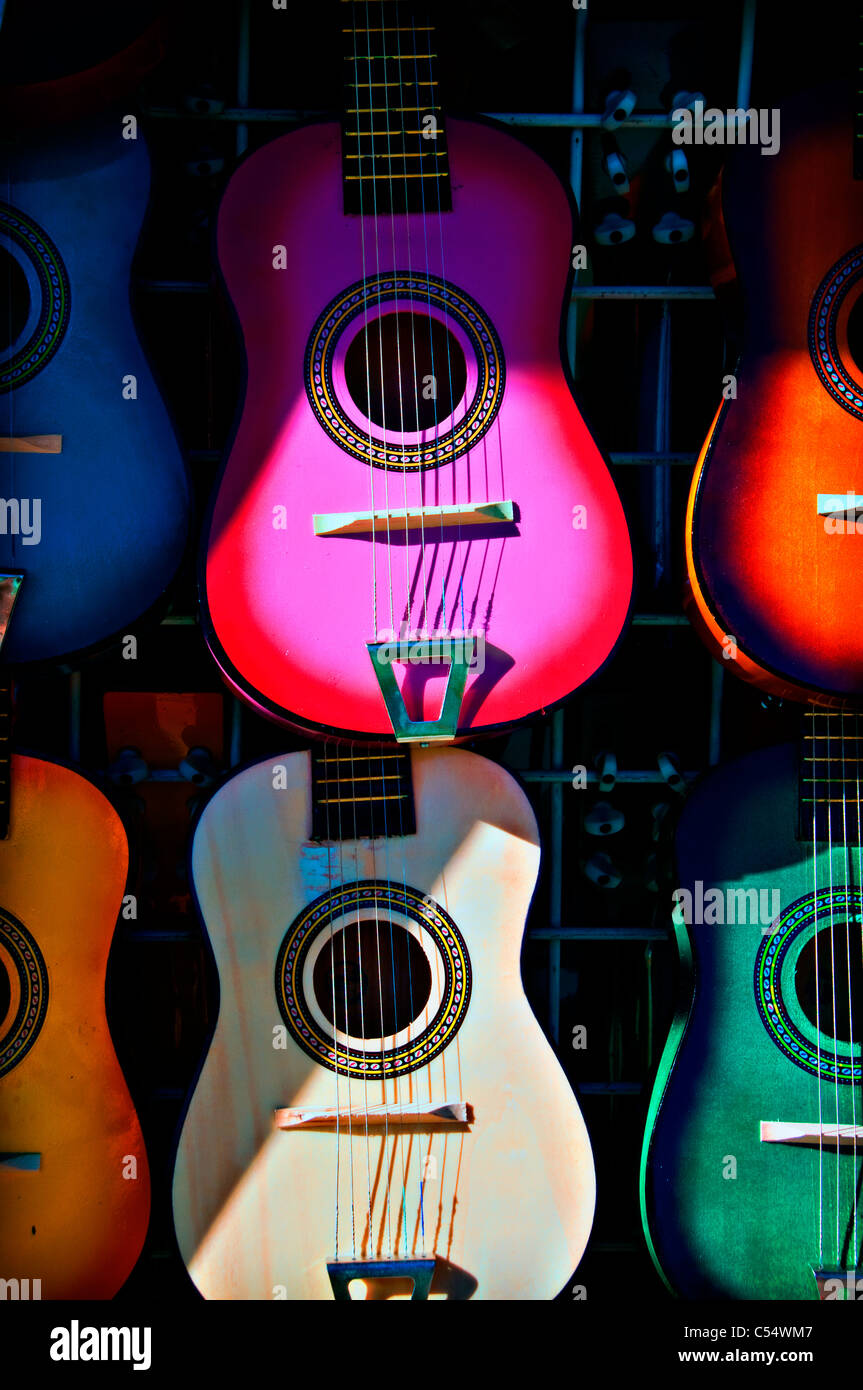 Colorful guitars at a market stall, New Mexico State Fair, Albuquerque