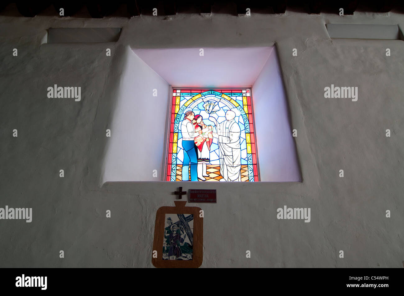 Stained glass window in a cathedral, St. Francis Cathedral, Santa Fe