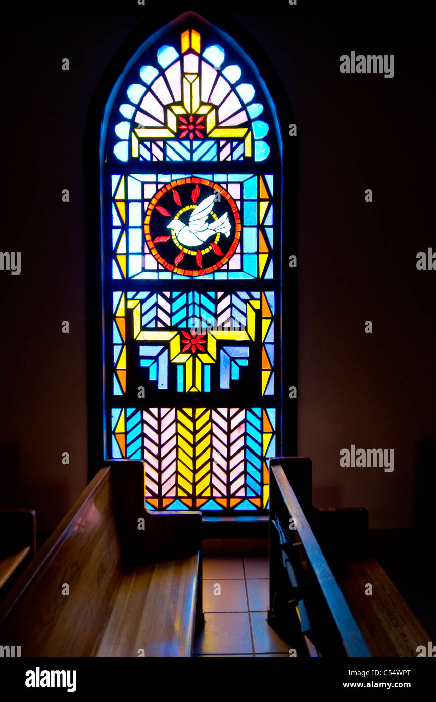Stained glass window in a cathedral, St. Francis Cathedral, Santa Fe