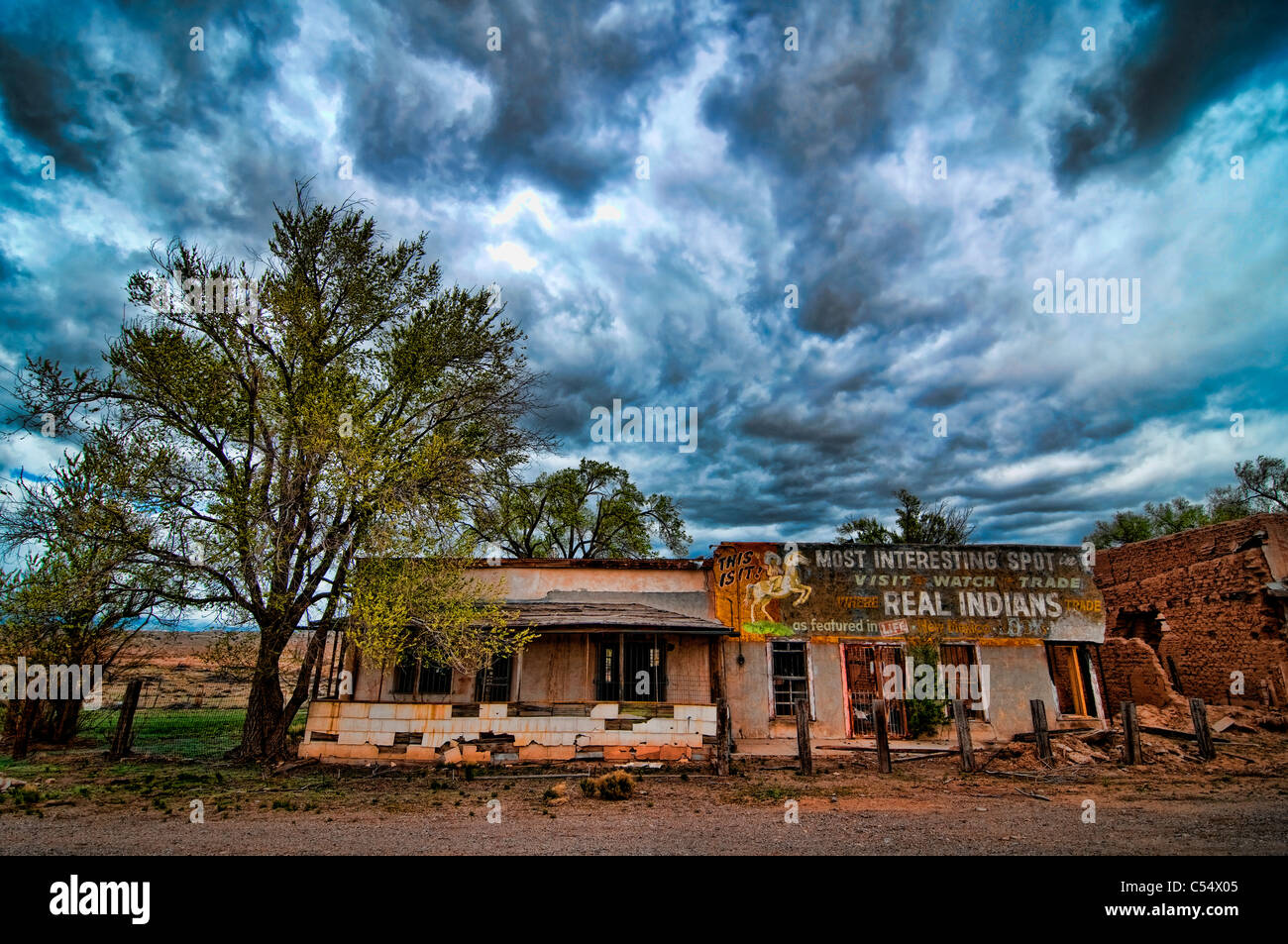 Facade of an abandoned building, Santo Domingo Pueblo, Santo Domingo, New Mexico, USA Stock Photo
