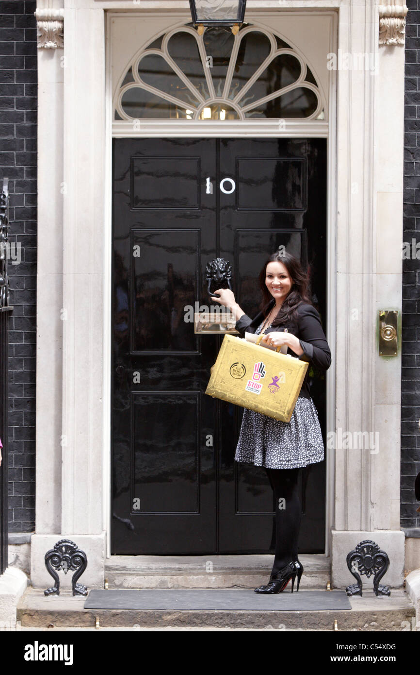 A petition signed by 750,000 people is handed to Number 10 calling for more care and protection of child victims of trafficking Stock Photo