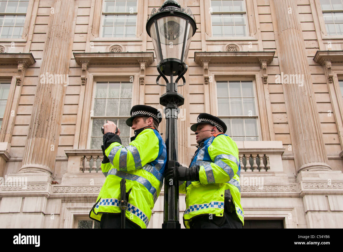 Policeman and street light Stock Photo