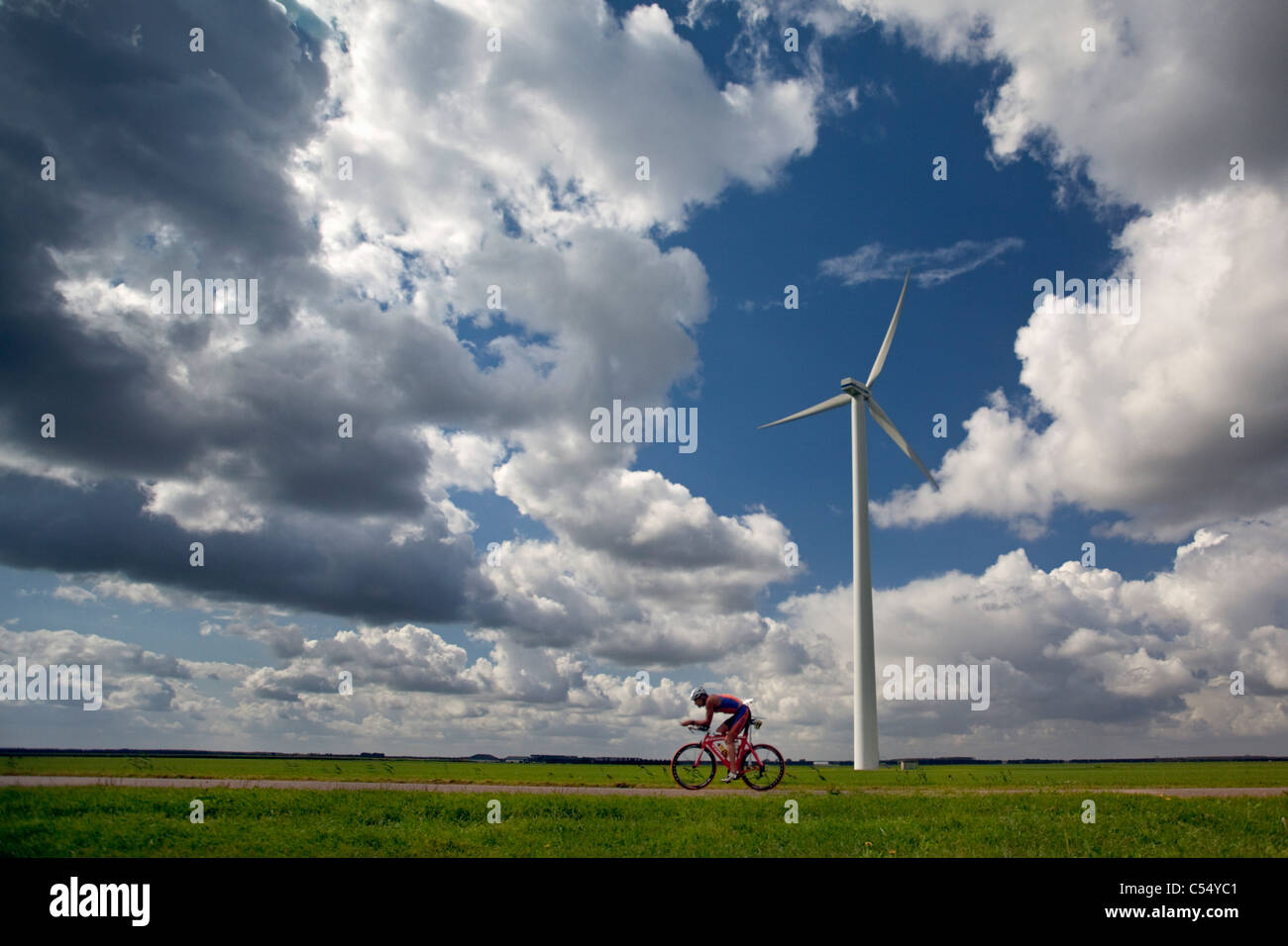 The Netherlands, Almere, Triathlon, cycling Stock Photo