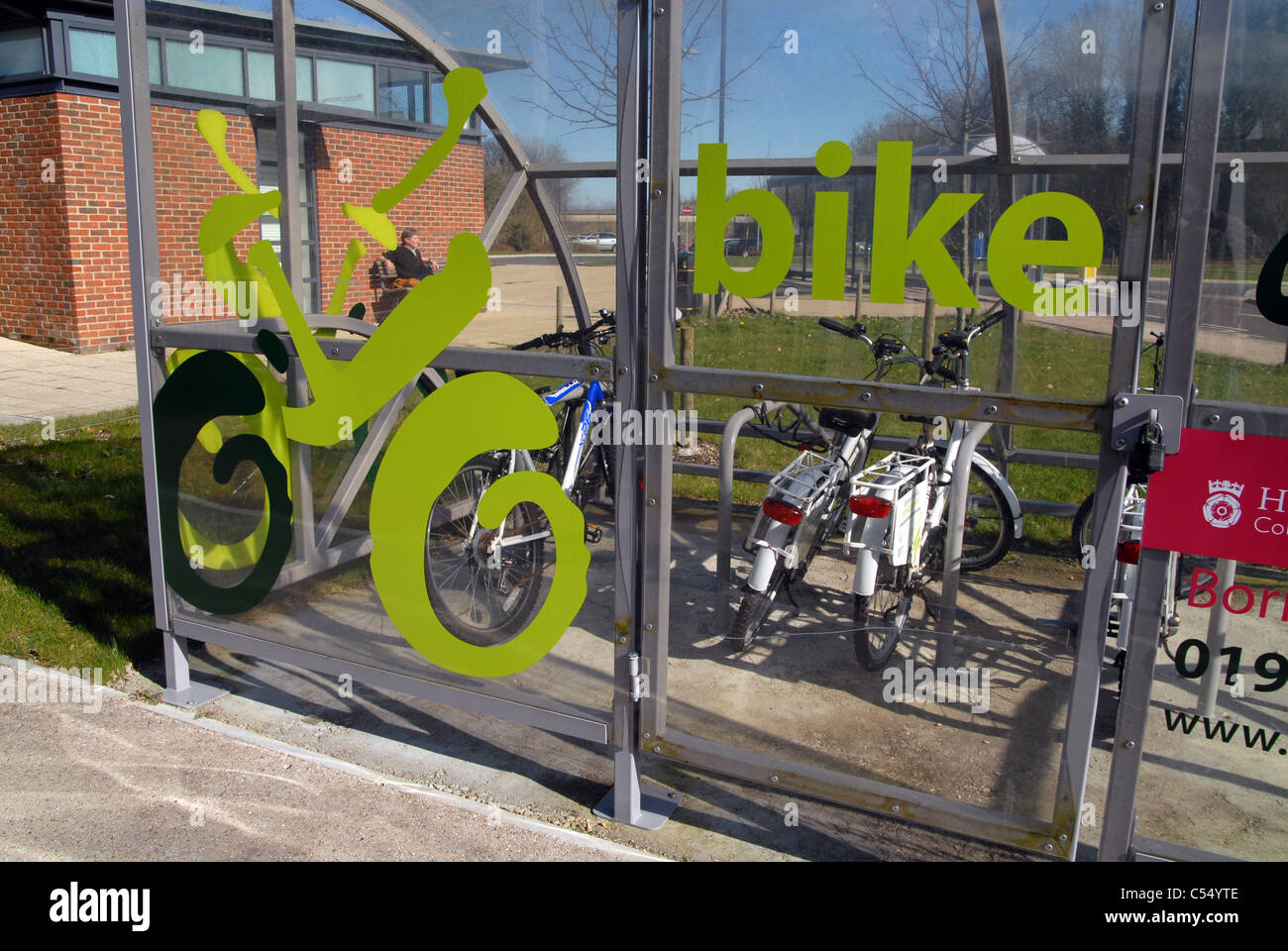 Borrow a bicycle for free scheme at railway station in Winchester, England, UK Stock Photo