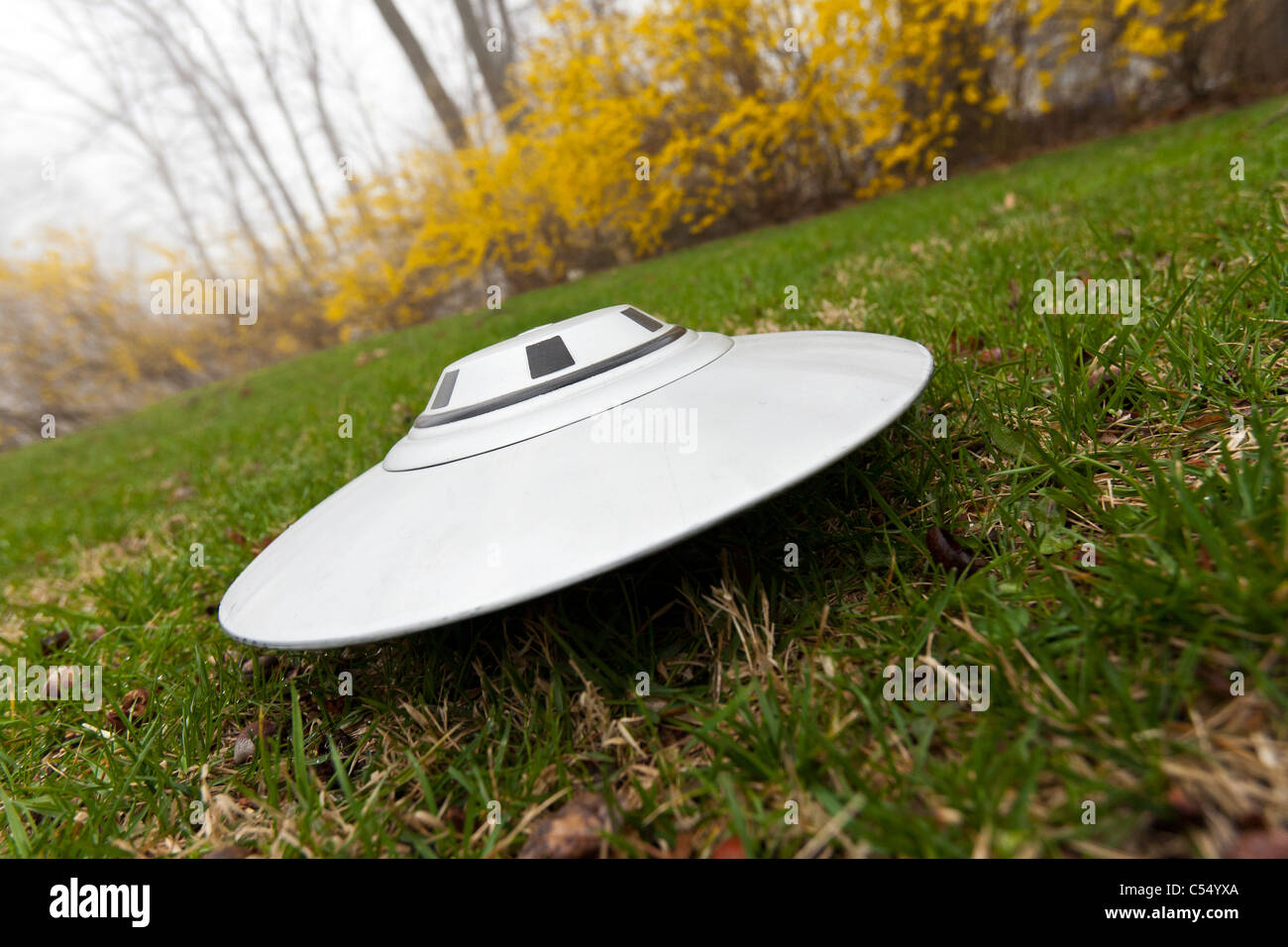 UFO on the ground. Stock Photo