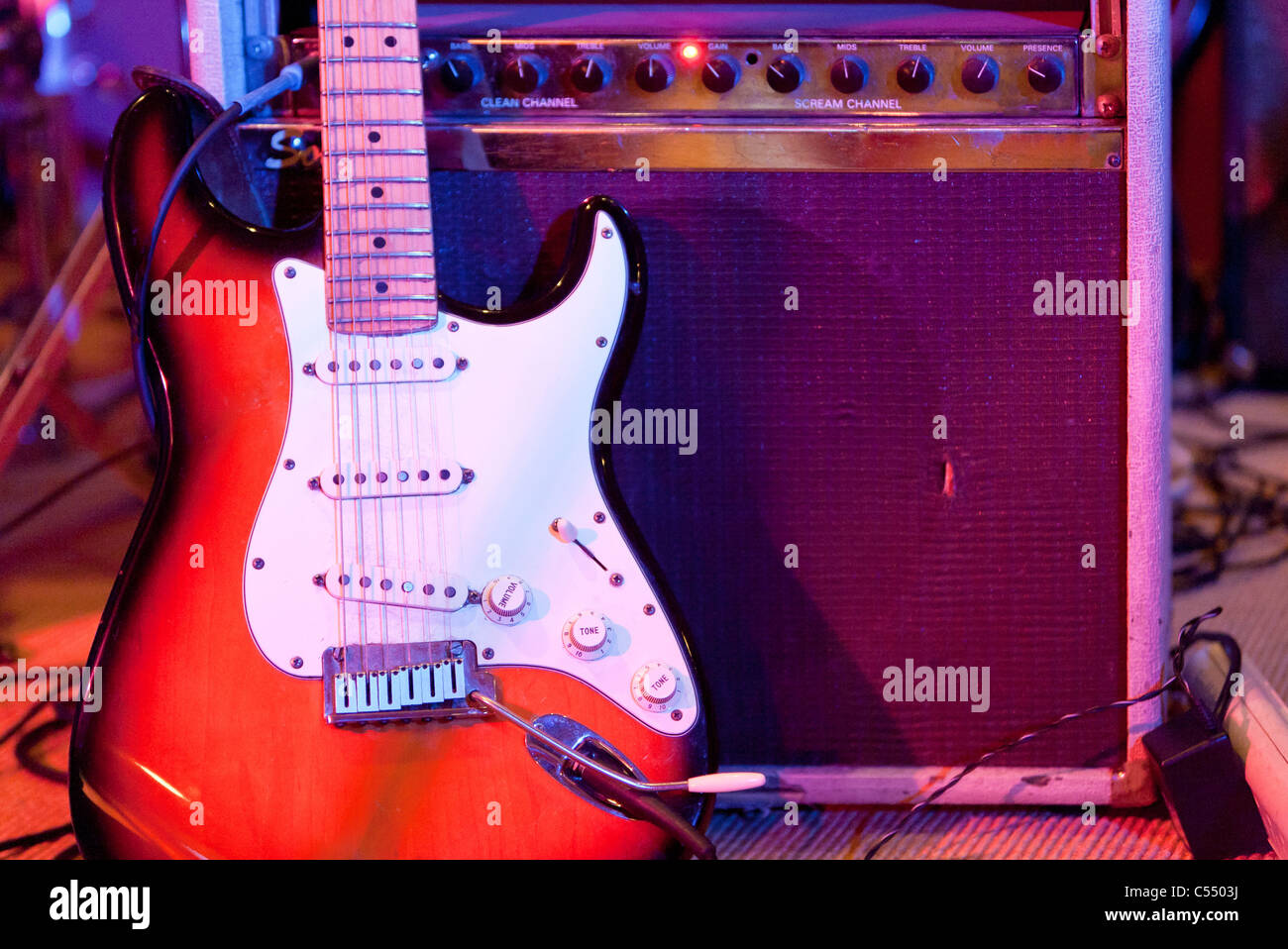 Guitar and amplifier Stock Photo Alamy
