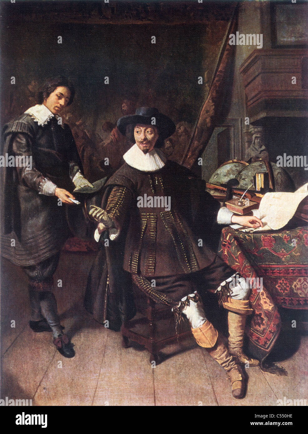 Constantijn Huygens and Possibly His Clerk, 1627; Painting by Thomas de Keyser, Late Flemish School; 1627; 'A Merchant with his Clerk' Stock Photo