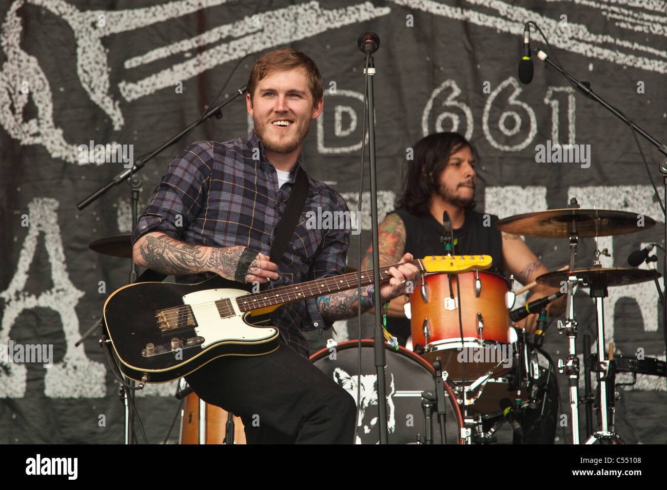 The Gaslight Anthem performing on the pyramid stage at the Glastonbury  Festival 2011 Stock Photo - Alamy