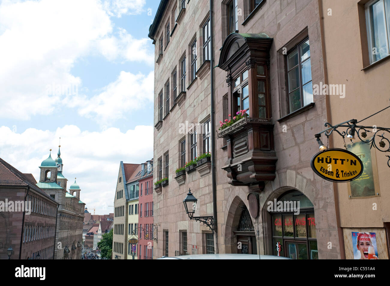 Burgstrasse zur Kaiserburg, Castle street, street to Imperial Castle in Nuremberg Stock Photo