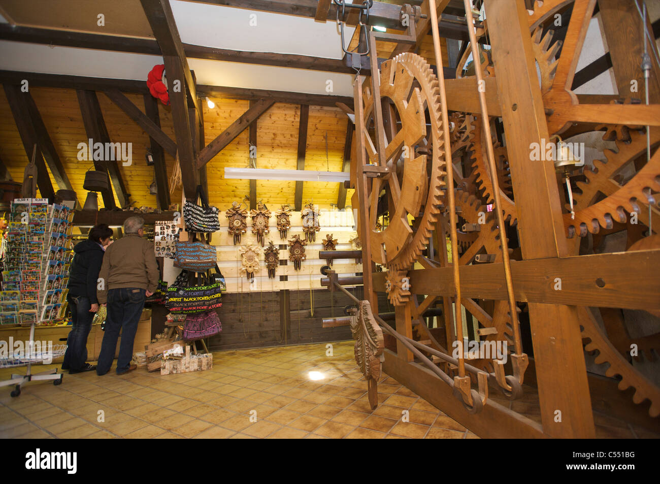 The mechanics of the world's largest cuckoo clock, Schonach in the Schwarzwald, Baden-Wurttemberg, Germany Stock Photo
