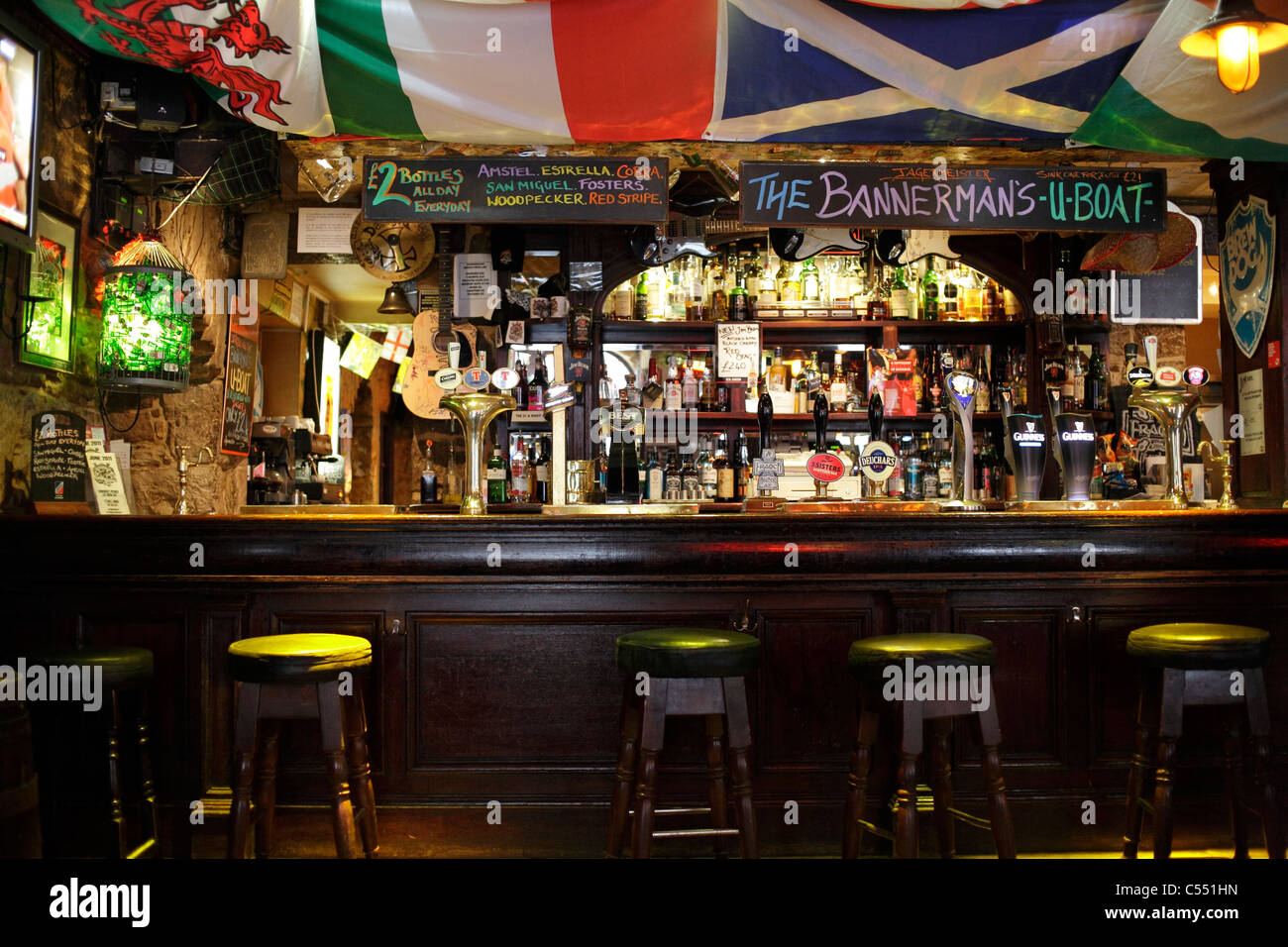 The bar at Bannermans in Edinburgh which is part of South Bridge Stock Photo