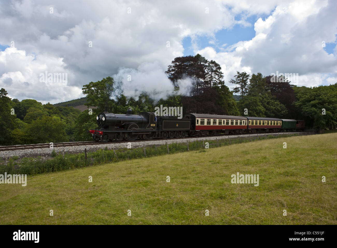 Bodmin & Wenford Railway, Engine climbing out of Dreason Stock Photo