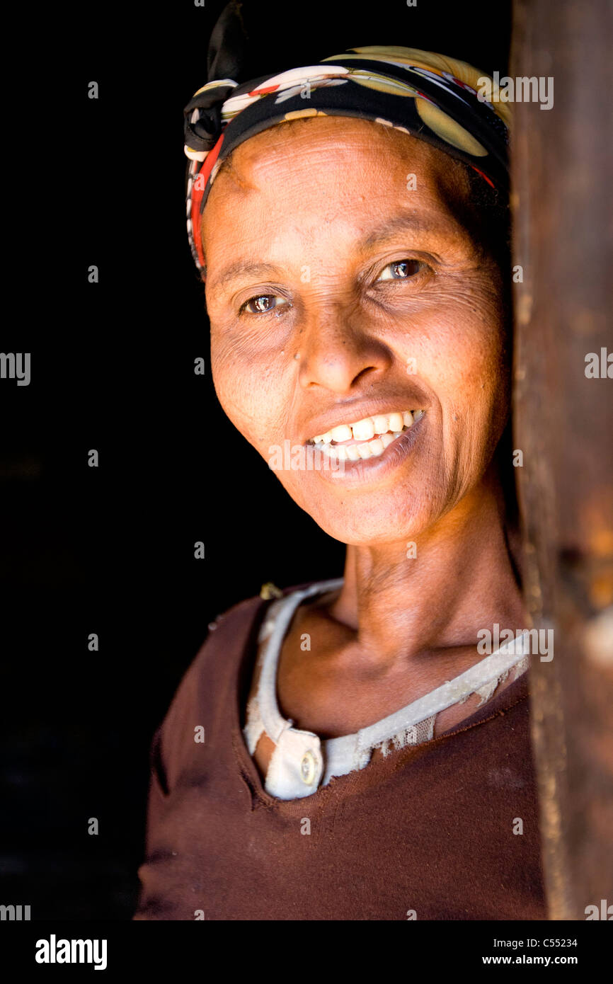 Portrait of Silte tribeswoman, Ethiopia. Stock Photo