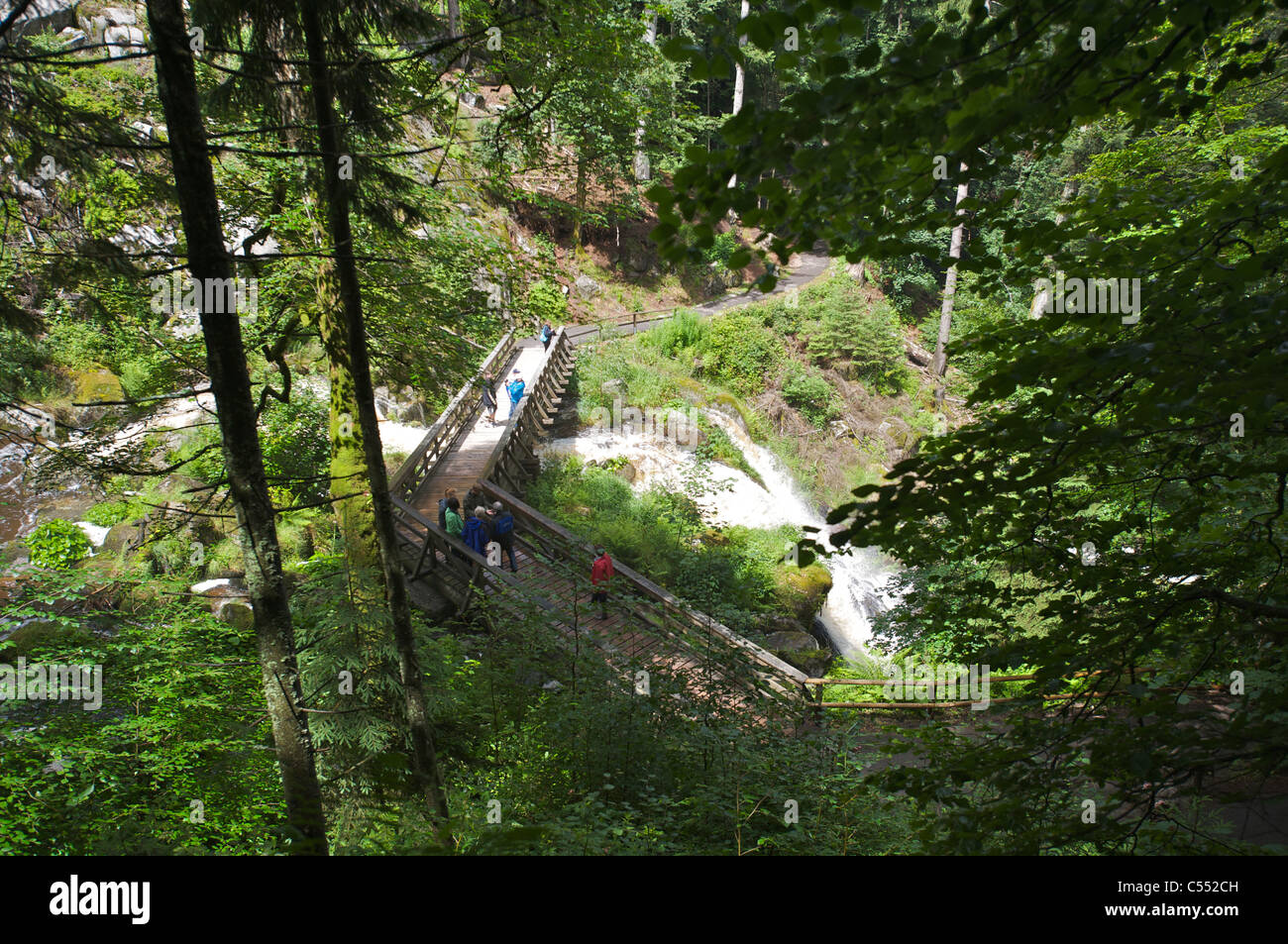 People visiting the highest waterfall in Germany in Triberg, Black