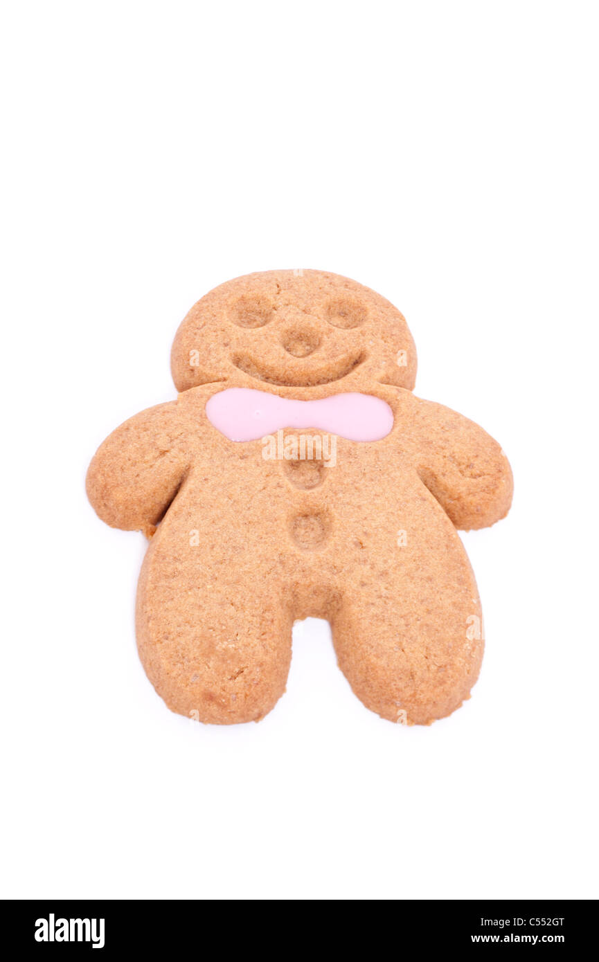 A Gingerbread man on a white background Stock Photo