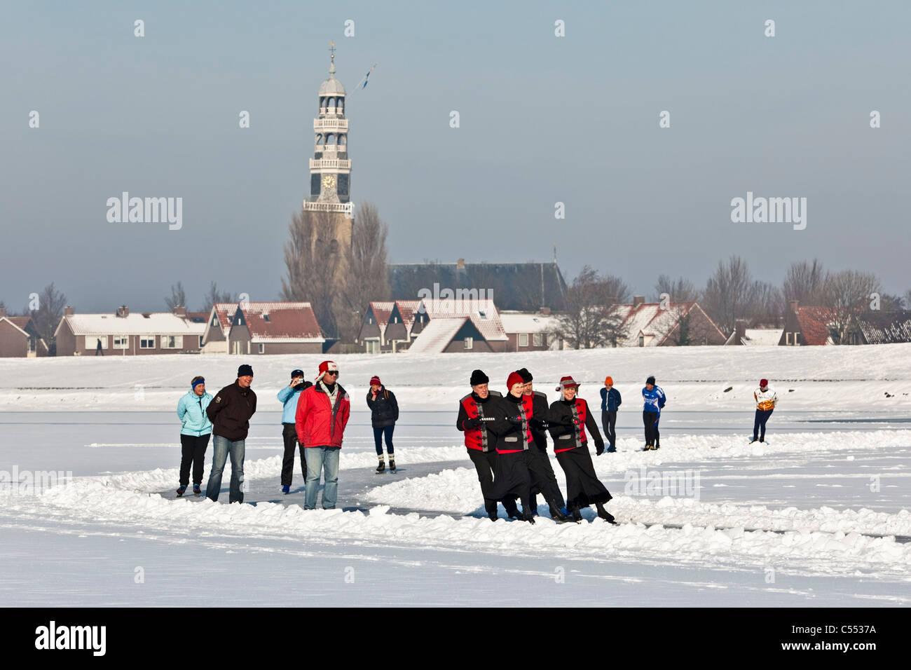 Netherlands, Hindeloopen, Dutch capital of skating culture. Ice skating and figure skating