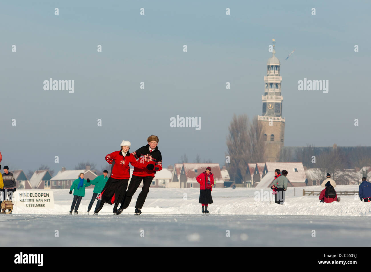 The Netherlands, Hindeloopen, Dutch capital of skating culture. Figure skating (or gliding) on