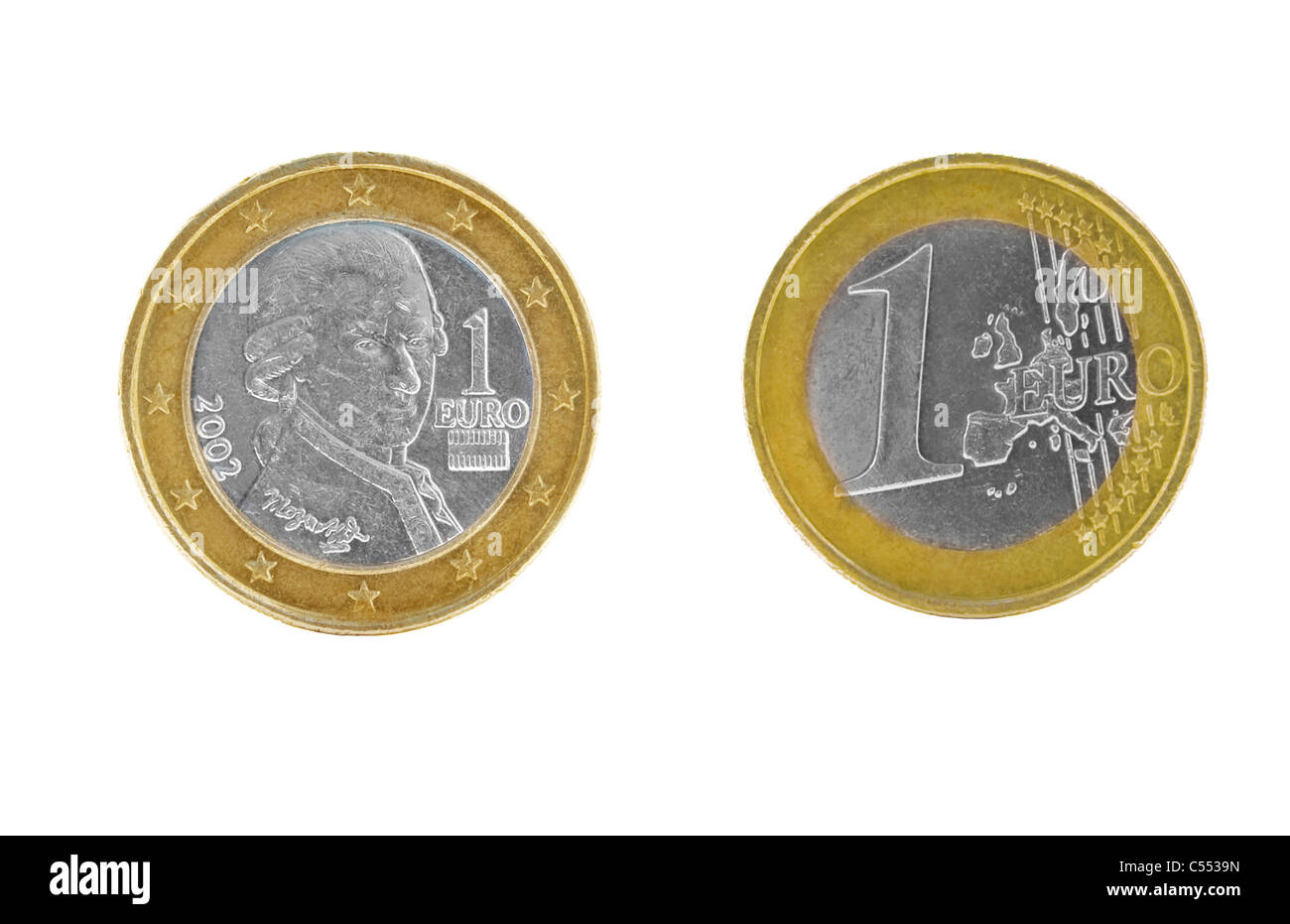 one euro coin isolated on white background Stock Photo - Alamy