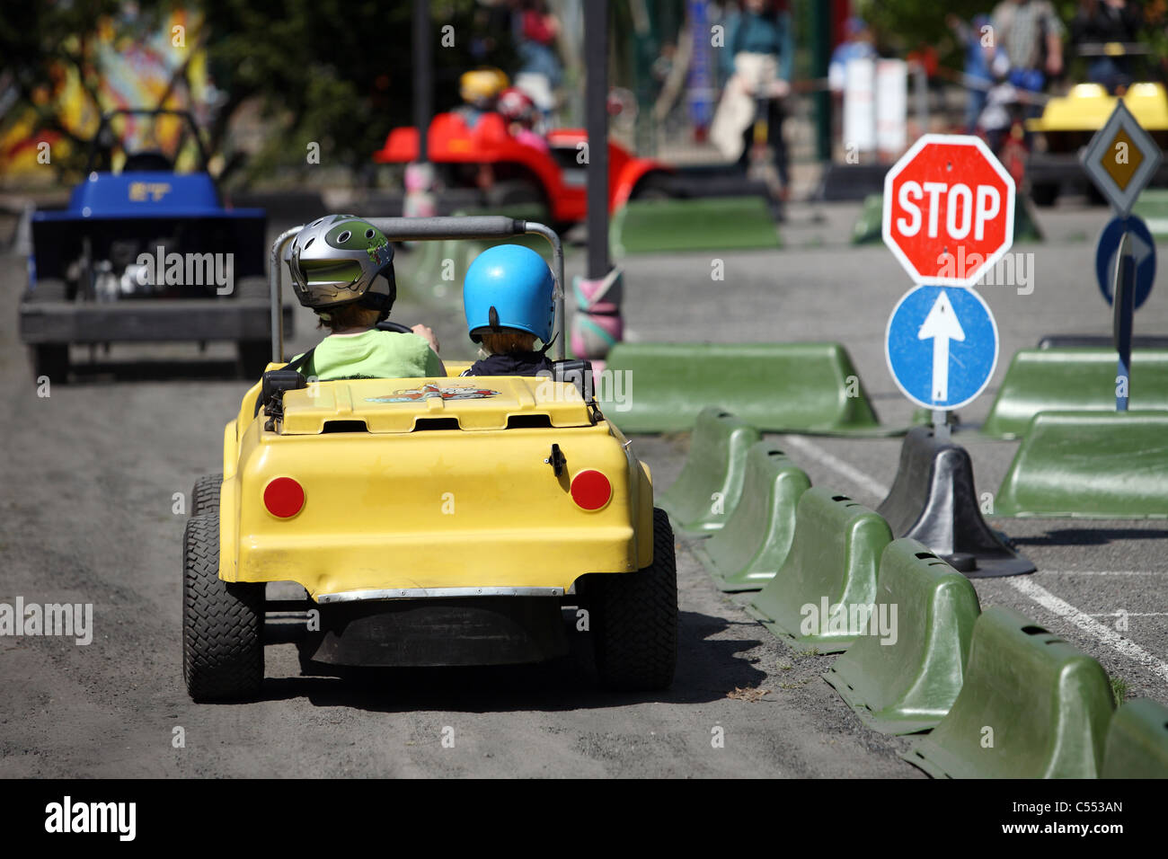 Children on a cart track, Berlin, Germany Stock Photo