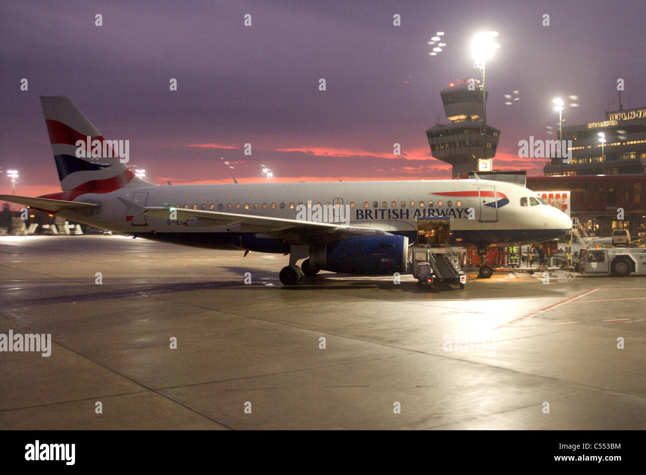 A British Airways plane at the Tegel airport, Berlin, Germany Stock Photo