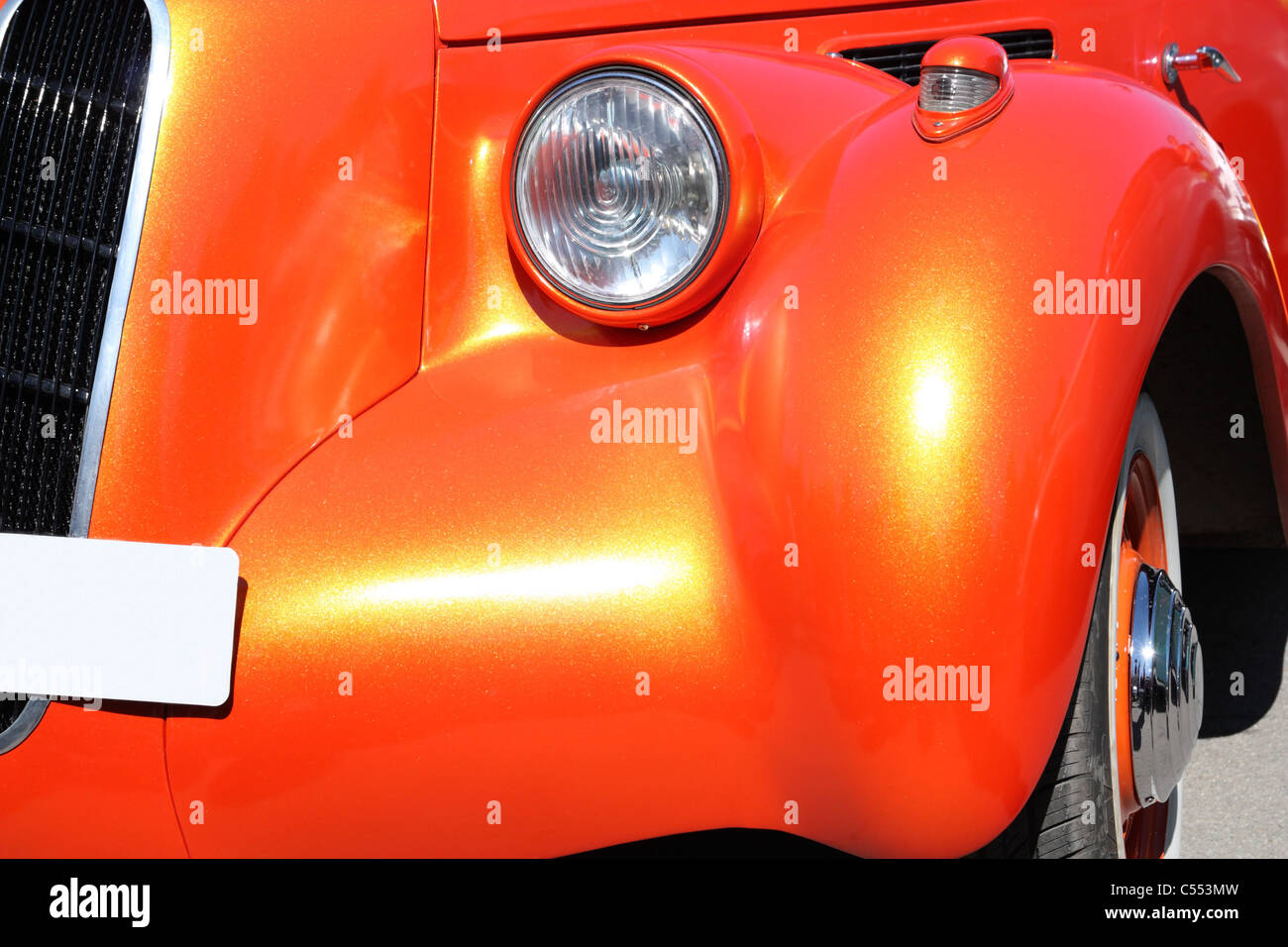 Fragment, the front part of the retro-car Stock Photo