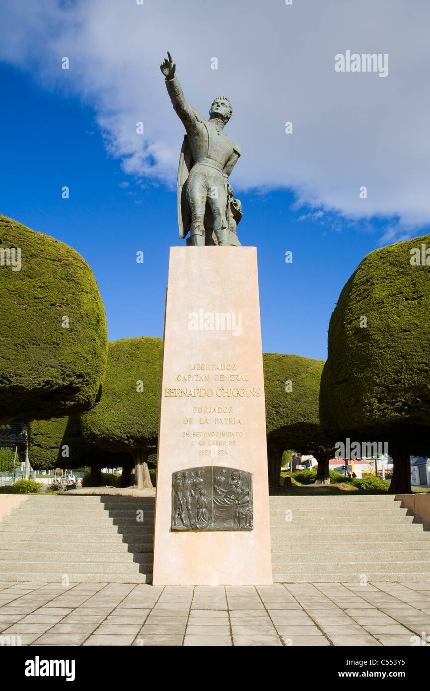 Monument in a city, Bernardo O'Higgins Monument, Punta Arenas, Magallanes Province, Patagonia, Chile Stock Photo