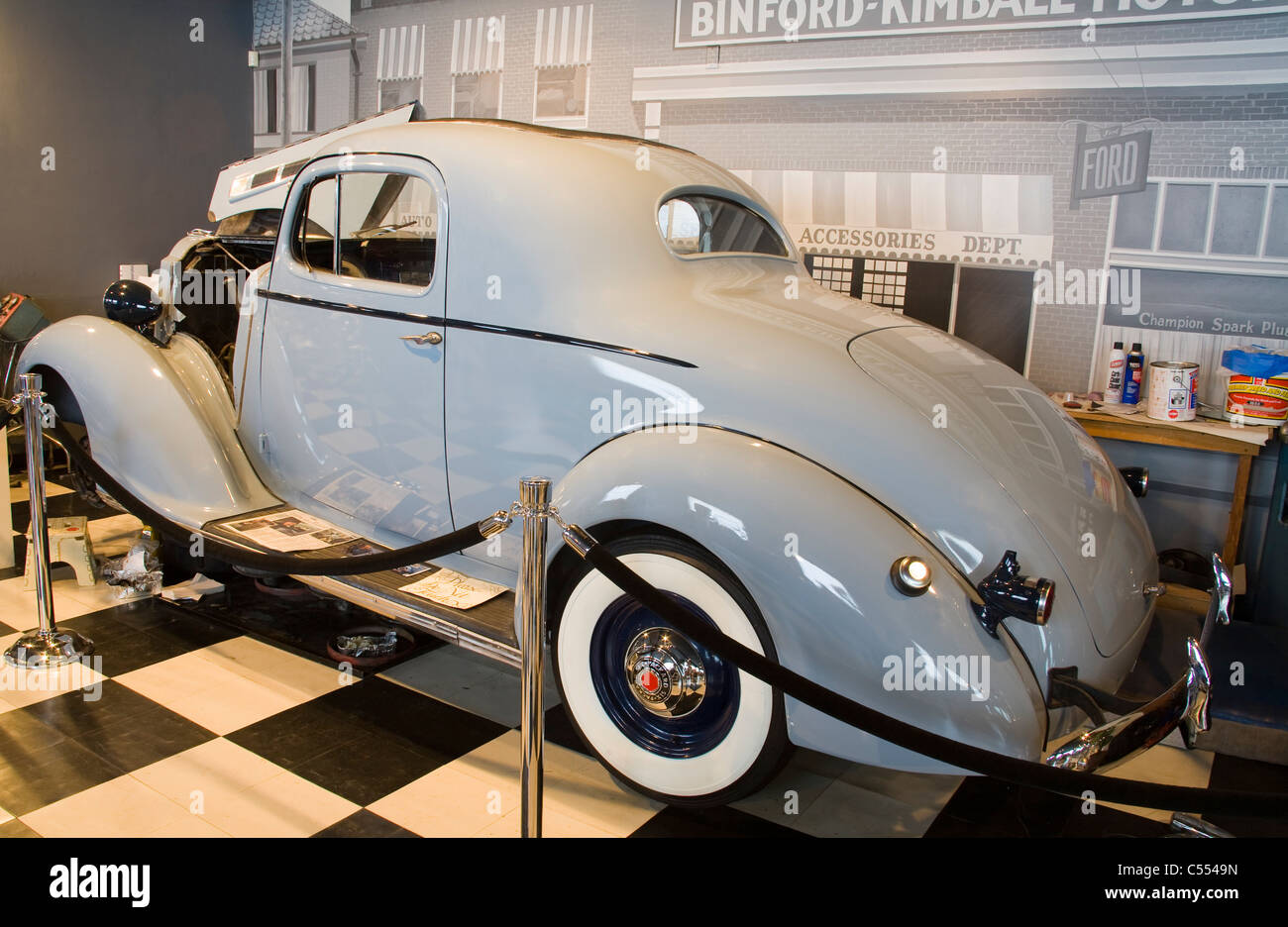 Antique car in a museum, 1937 Packard, Browning Kimball Car Museum, Union Station, Ogden, Utah, USA Stock Photo