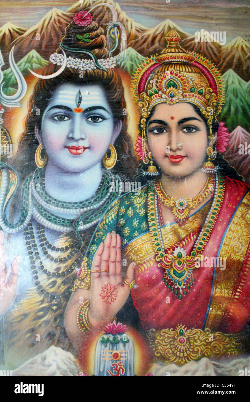 Hindu god Shiva and goddess Parvathi Stock Photo - Alamy