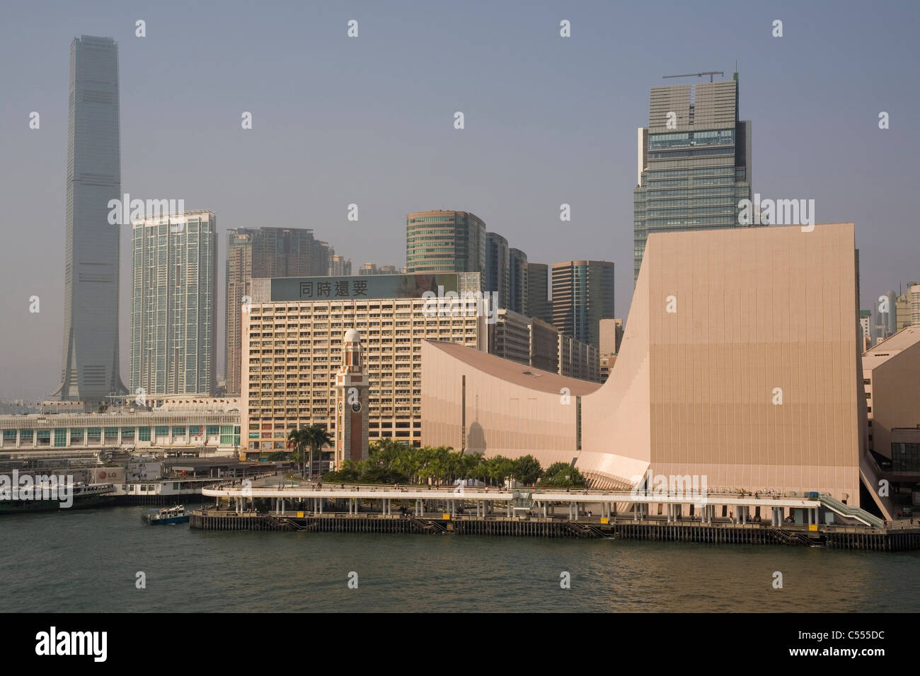 Buildings at the waterfront, International Commerce Centre, Kowloon, Hong Kong, China Stock Photo