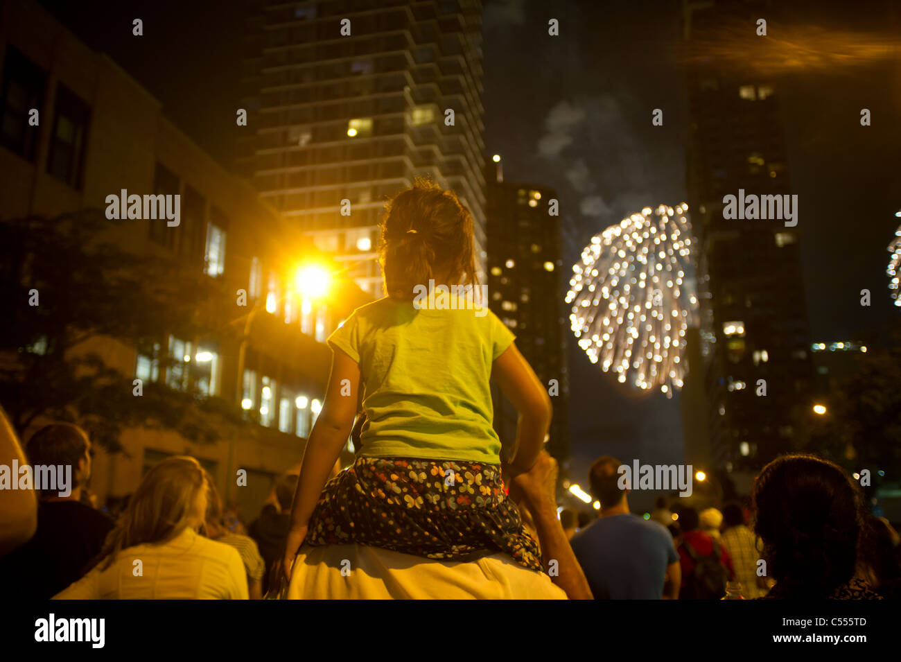 35th annual Macy's Fourth of July fireworks display above the Hudson River Stock Photo