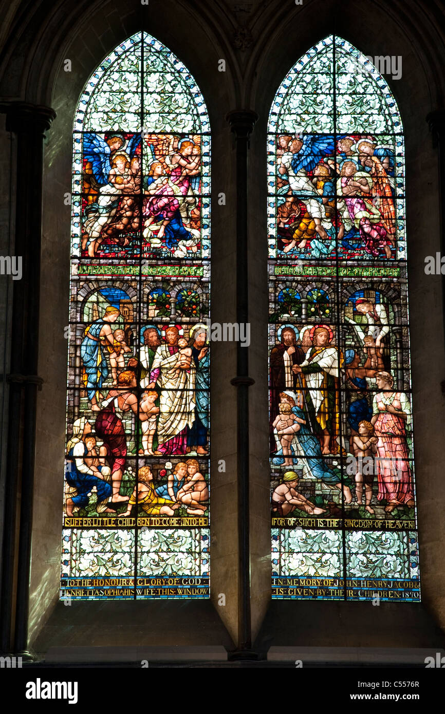Stained Glass Window in Salisbury Cathedral Church in Salisbury