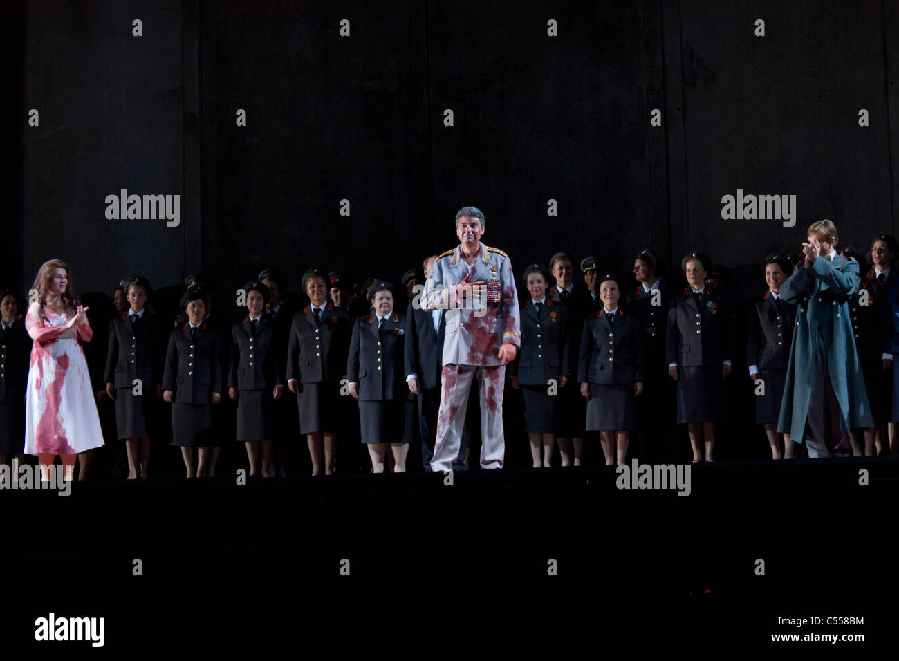 Macbeth at curtain call of performance of Verdi's Macbeth at the Deutsche Oper, Berlin, Germany Stock Photo