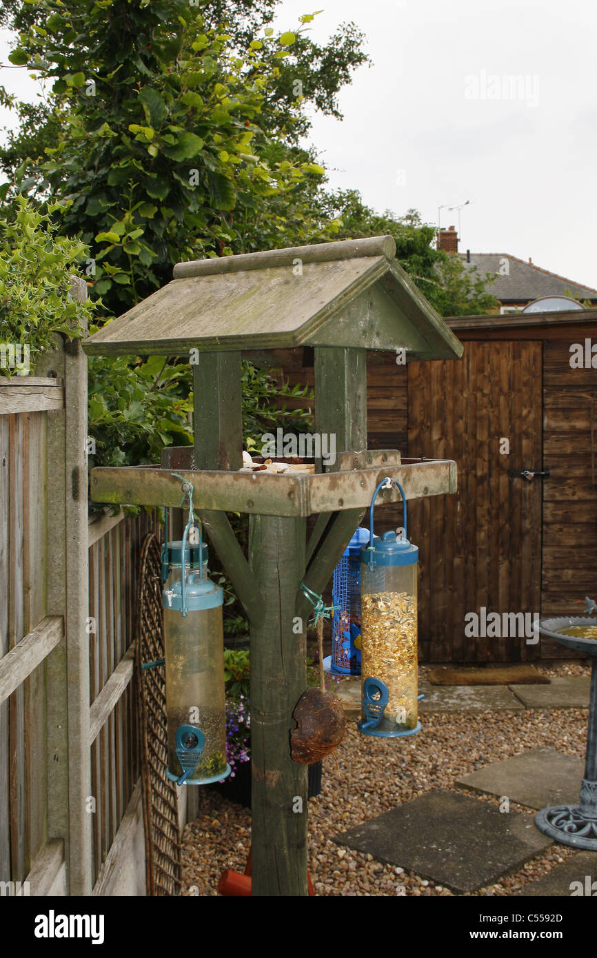 bird feeder in garden. Worksop, Notts, England Stock Photo - Alamy