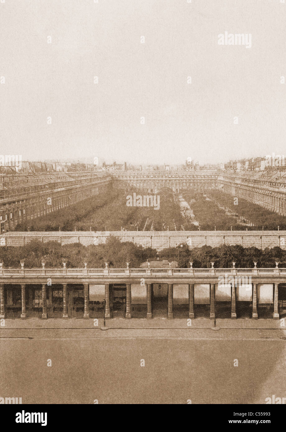 Photogravure panorama of the Seven Bridges on the Seine, Paris, France Stock Photo