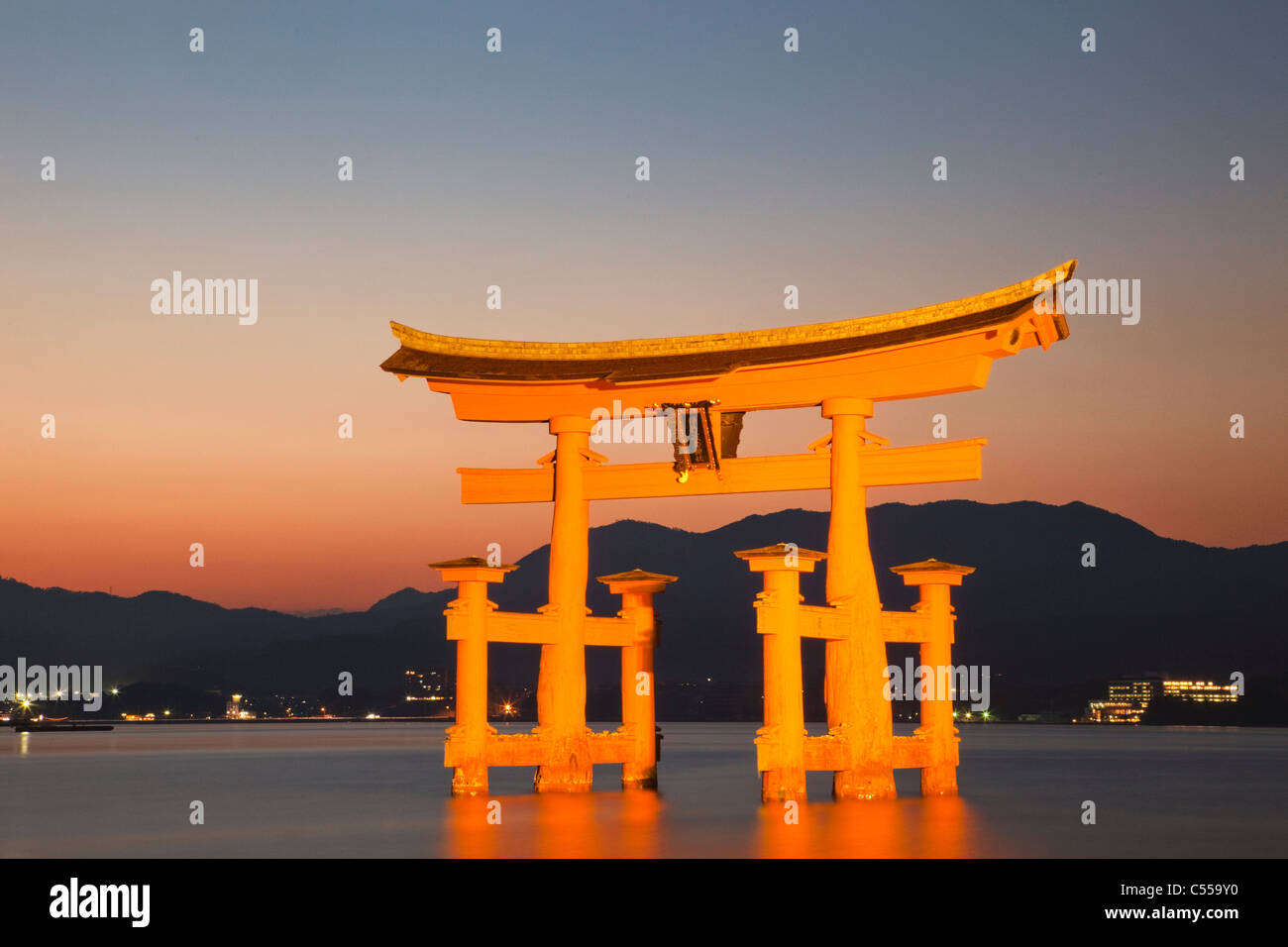 Torii Gate At Dusk Itsukushima Shrine Miyajima Itsukushima