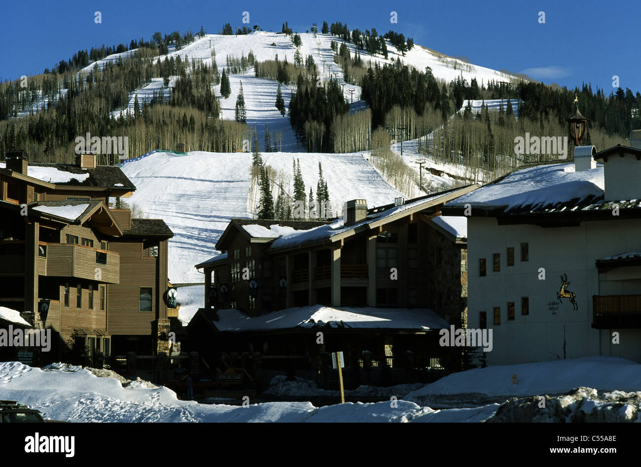 USA, Utah, Park City, Deer Valley, Deer Valley Ski Resort, Ski resort Stock Photo