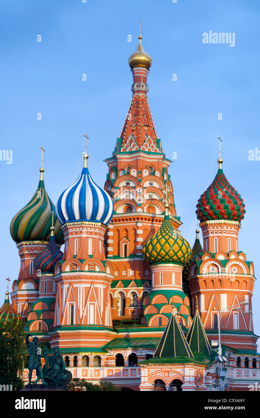 View of the Orthodox Cathedral of St. Basil in Red Square in Moscow, Russia Stock Photo