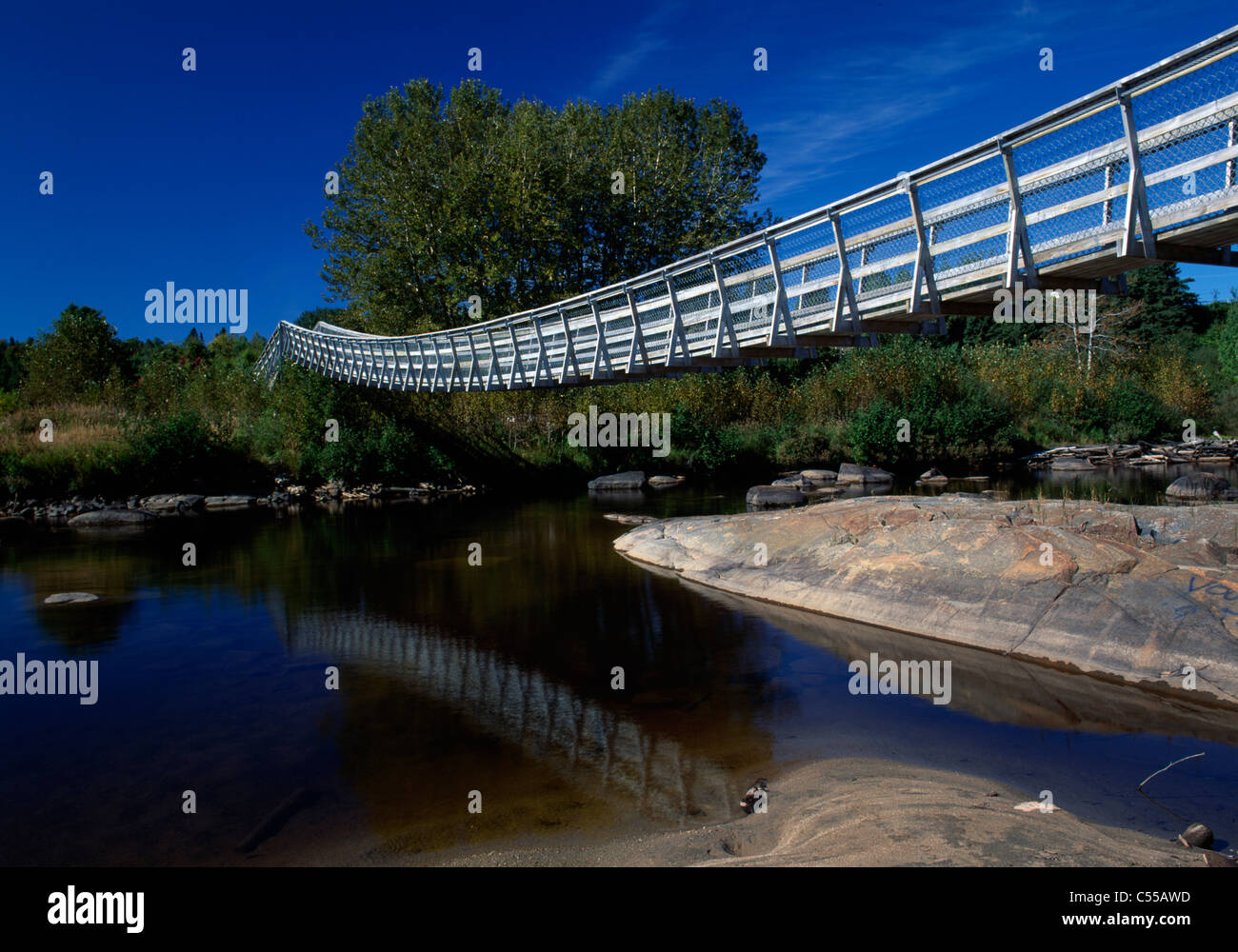 Bridge across a river, LongueRive, Quebec, Canada Stock Photo Alamy