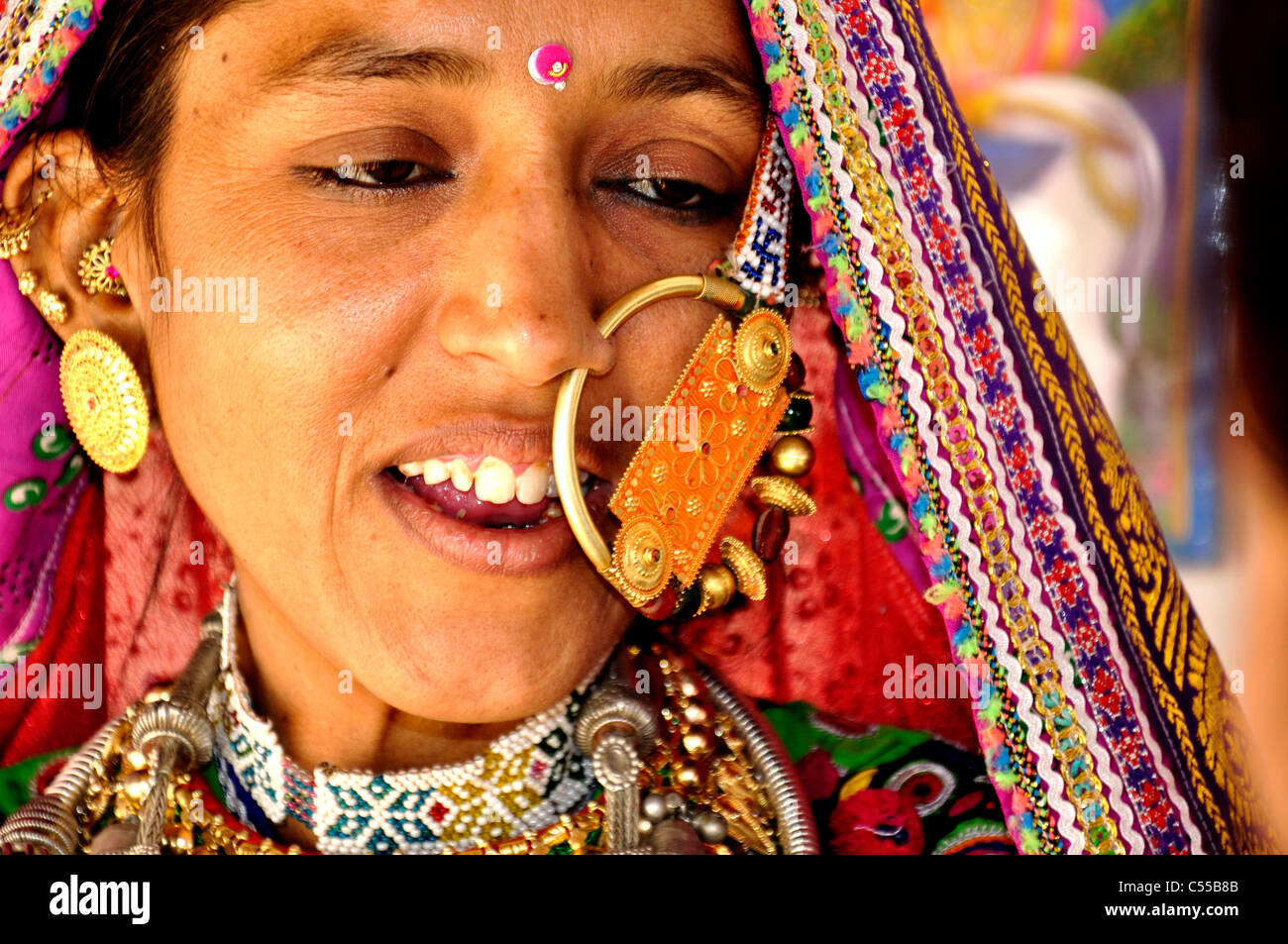 A tribal woman from Gujarat Stock Photo