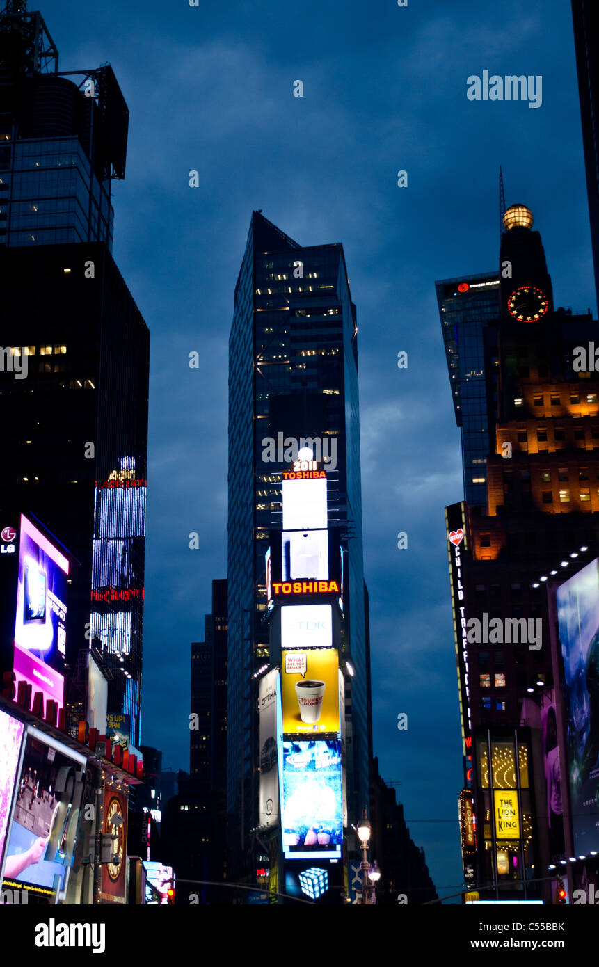 NYC Times Square Neon Signs at Night Stock Photo Alamy