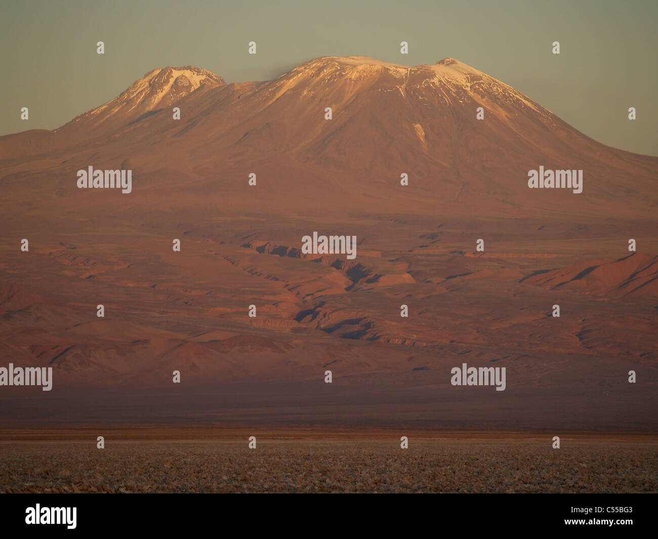 Sunset on Vulcan Lascar, Atacama Desert,Chile Stock Photo